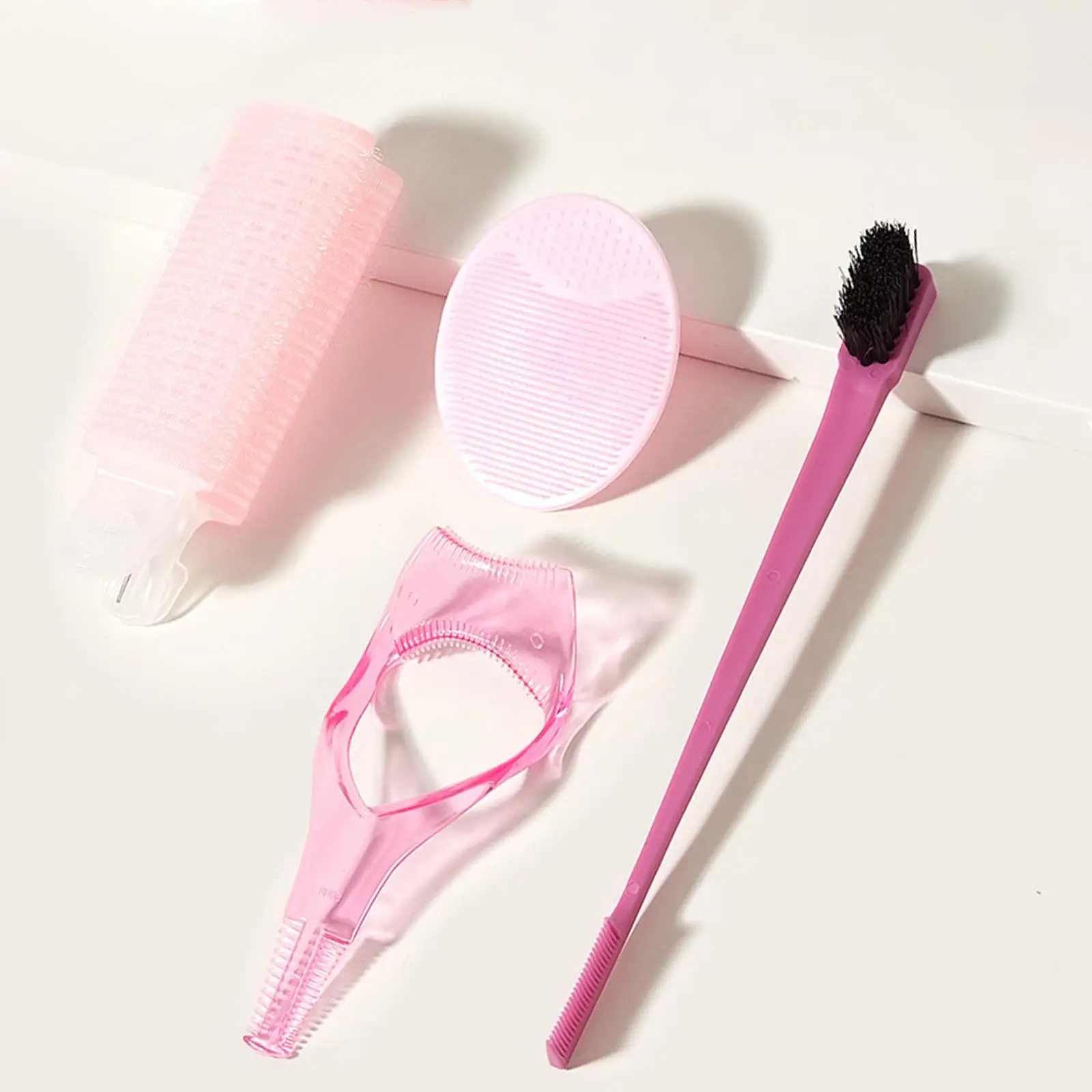 4 in 1 Makeup Set Hair Brush for Edge Facial Cleansing Massager Device Eyelash Brush Aid Lightweight Portable Compact for Travel