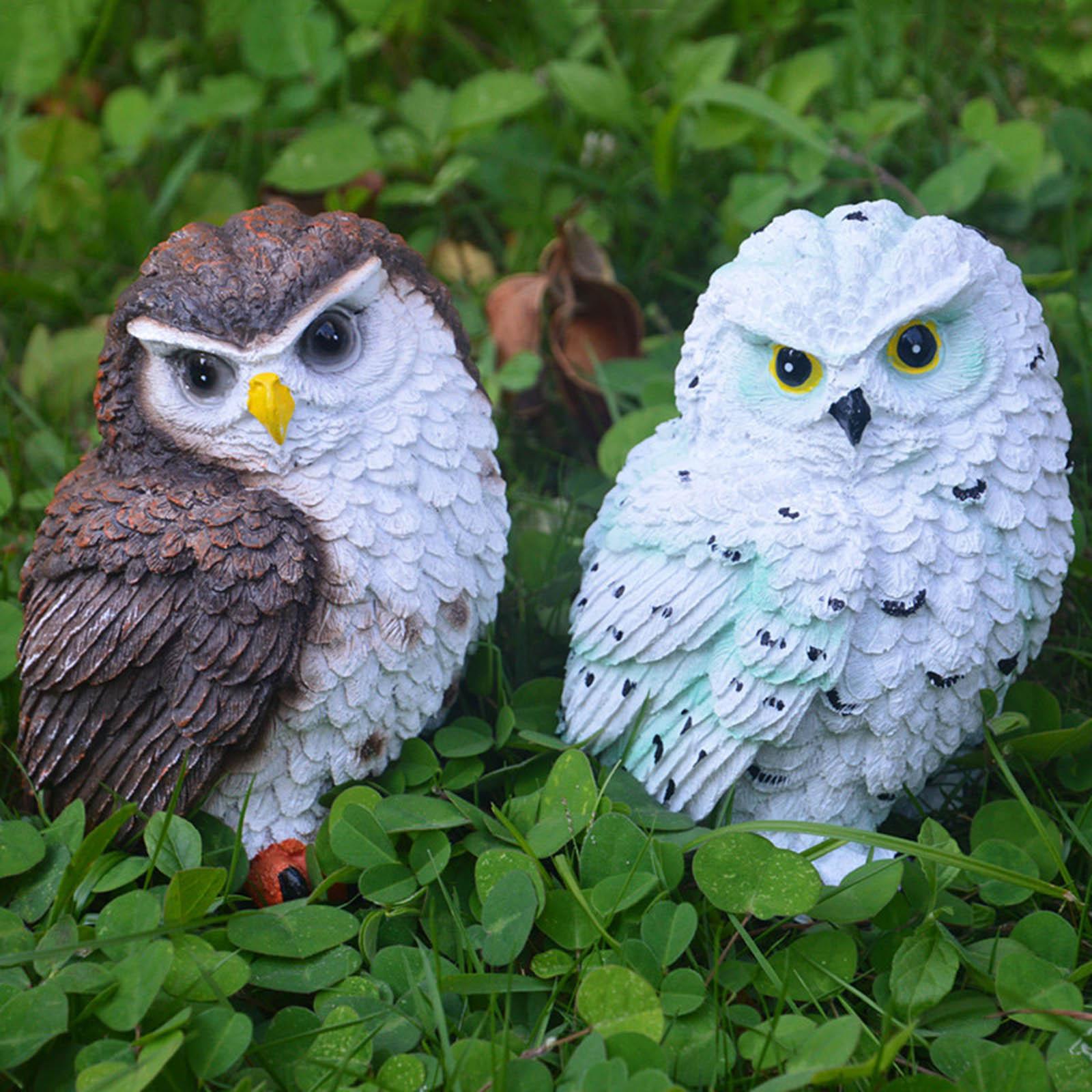 Resin Garden Owl Statue,Miniature Sculpture Housewarming Gift,Lawn Figurine Crafts Patio Outdoor Ornaments