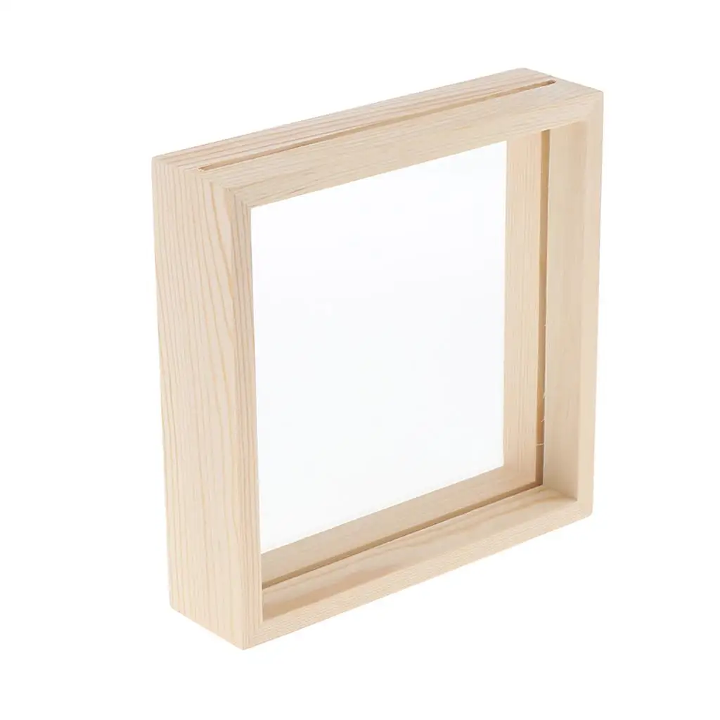 2xCreative Double-sided Glass Specimen Transparent Wooden Frame 15.7 X