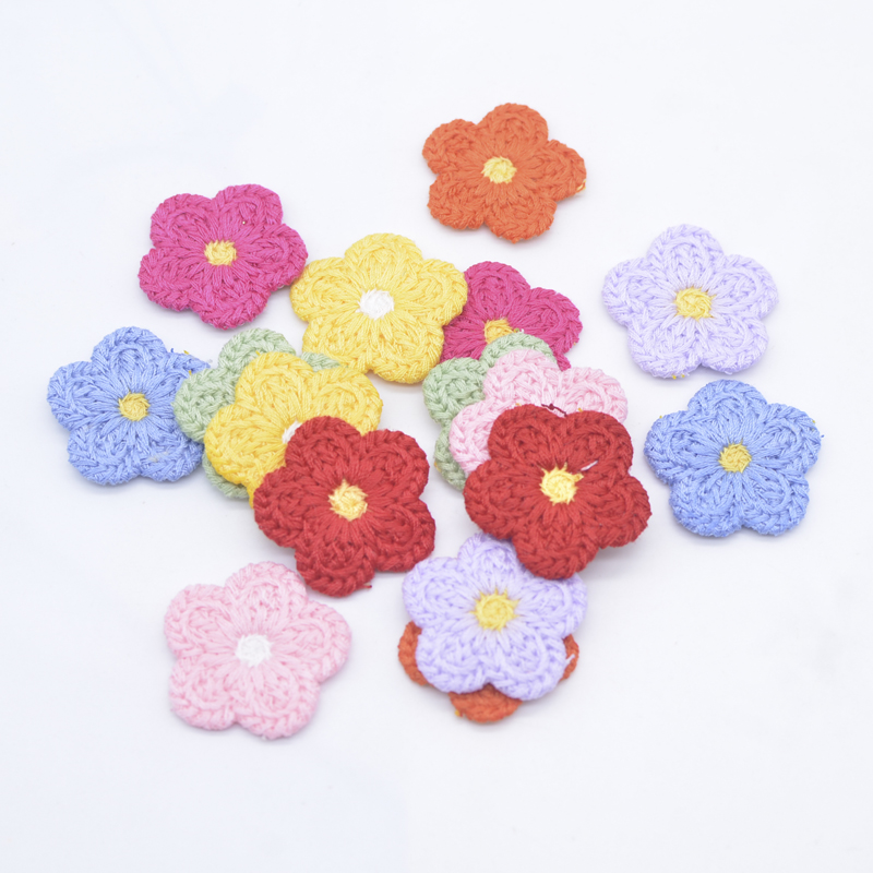 20 Stück 25 mm Wollblumen-Applikationen für DIY-Kleidung, Hut, Schuhe, Basteln, Nähzubehör, Patches, Kopfbedeckung, Haarspangen, Dekor-Zubehör – Detail 3