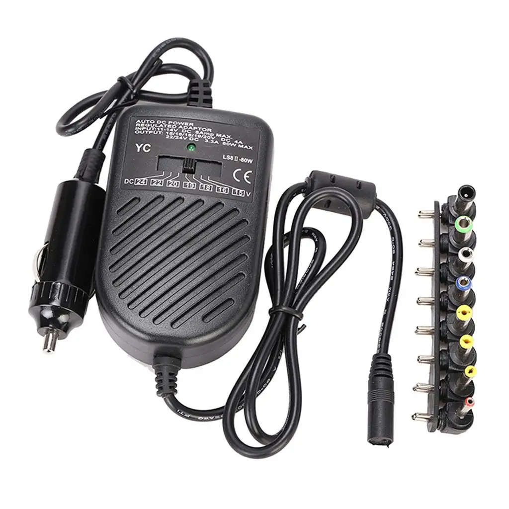 Car Charger  Adapter 15V-24V 80W For Notebook Laptop Black