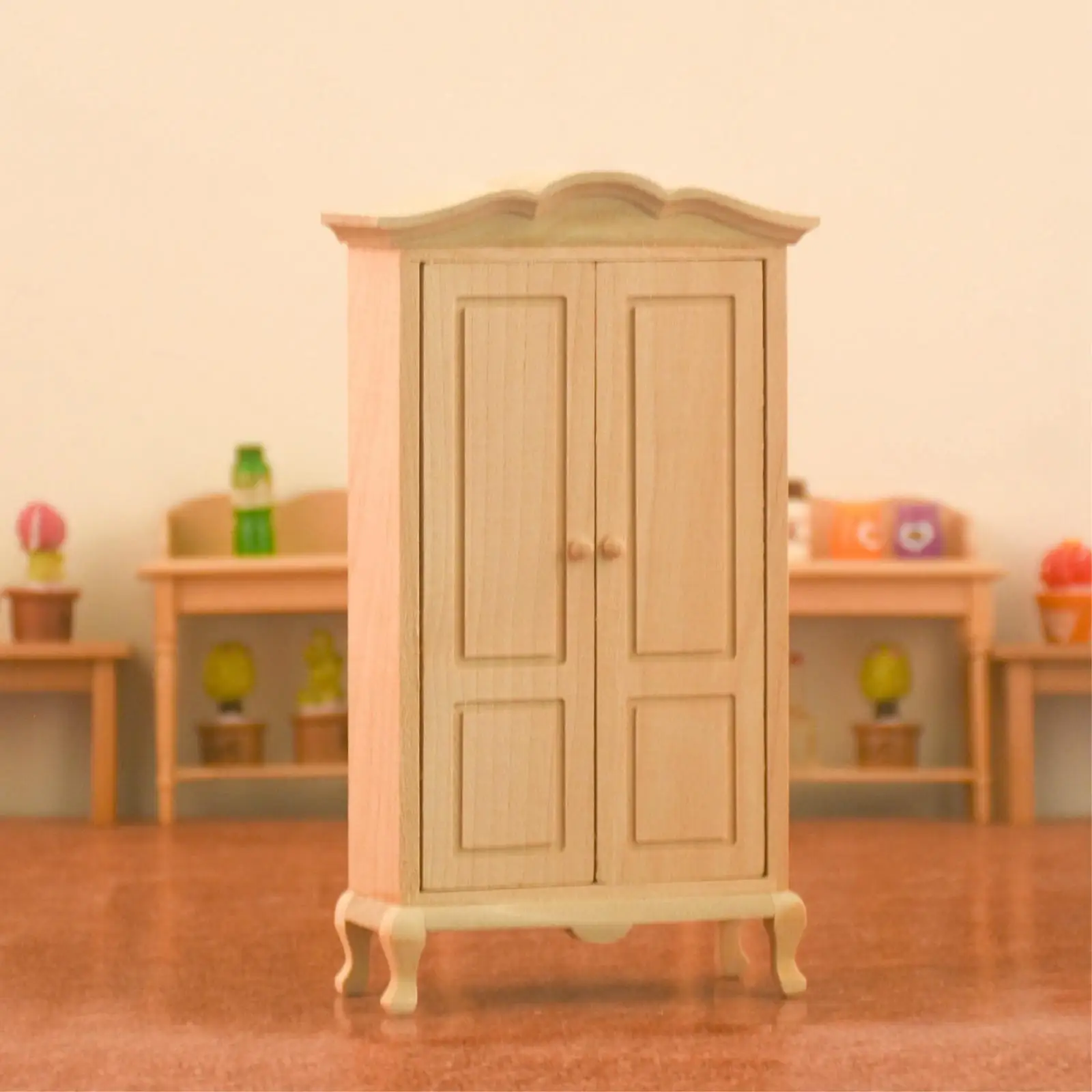 1:12 Handcrafted 2 Doors Wardrobe Living  Scene Toy Ornaments