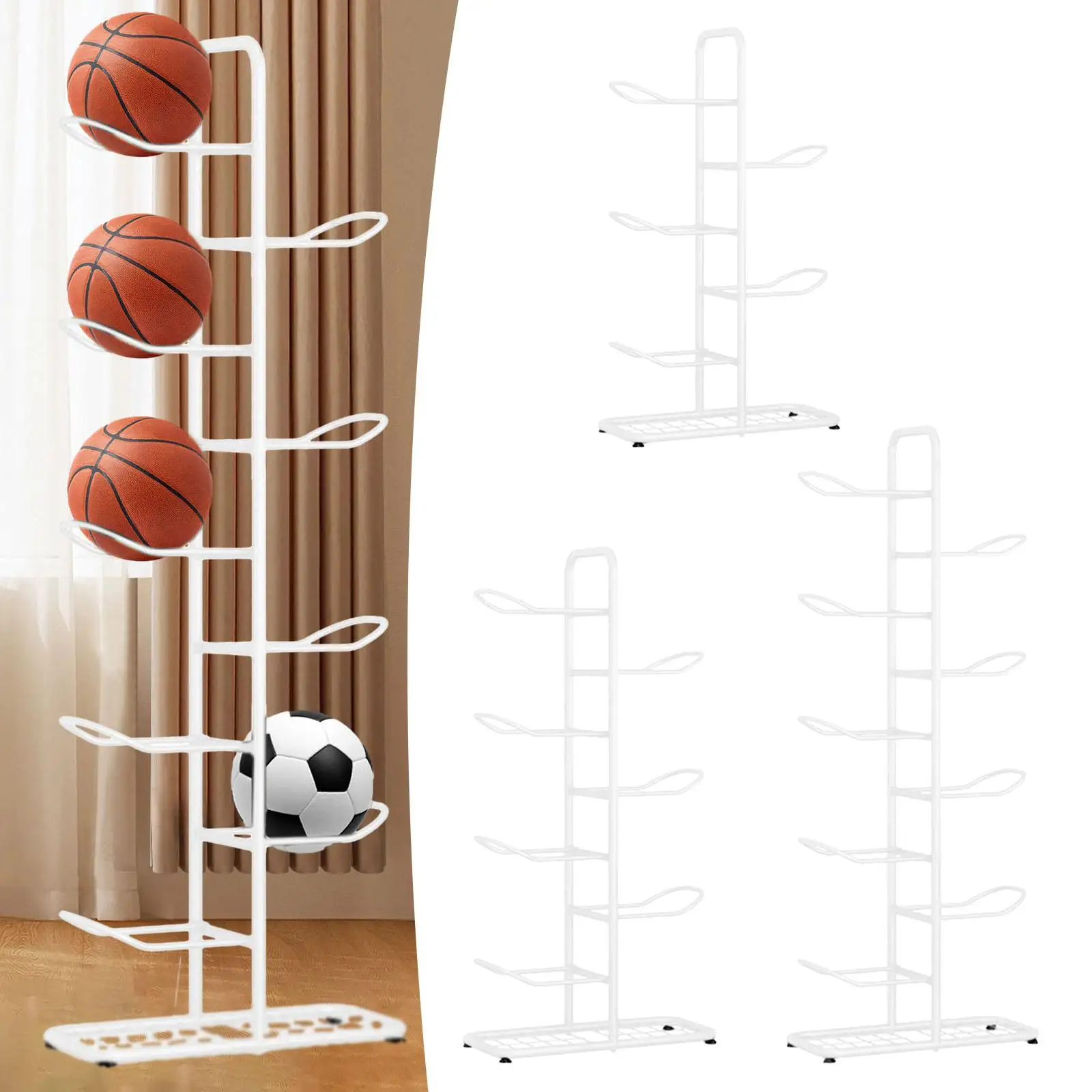 Ball Storage Holder Sports Equipment Storage Organizer Iron Display Stand Holder Multi Layers Ball Rack for Rackets Baseball
