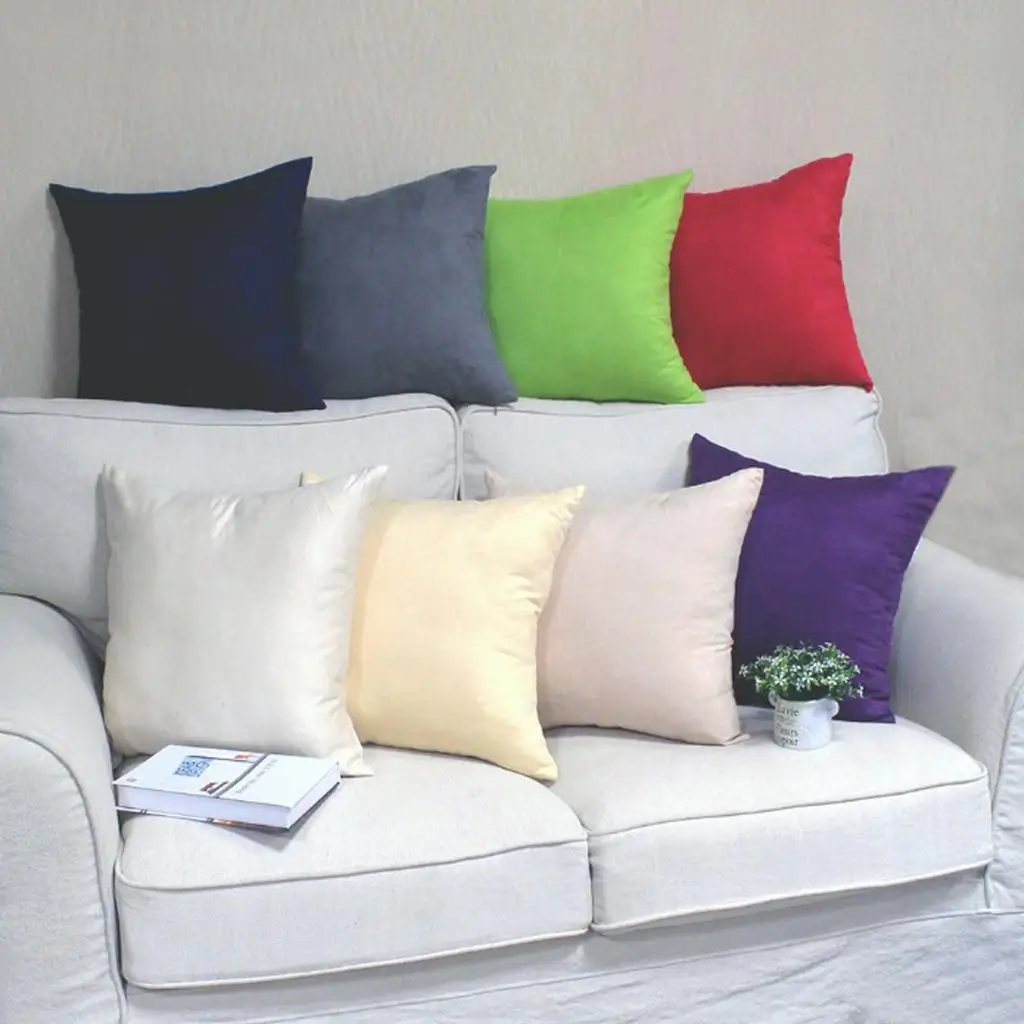 2X Solid Color Suede Velvet Pillow Cover Throw Pillow Case Green-45x45cm