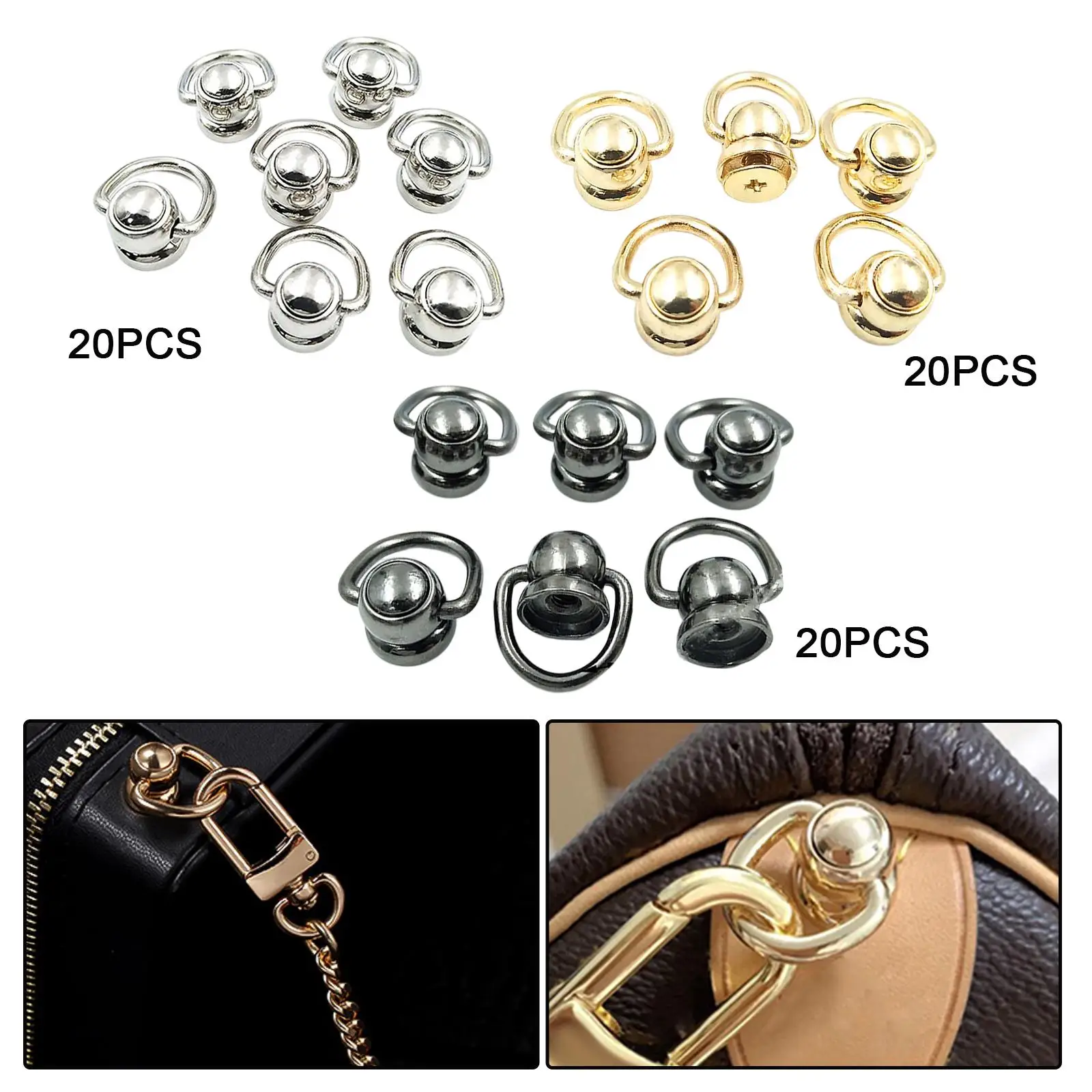20x Bags Side Anchors Accessories Clasps Rotate Buckles for DIY Purse Making
