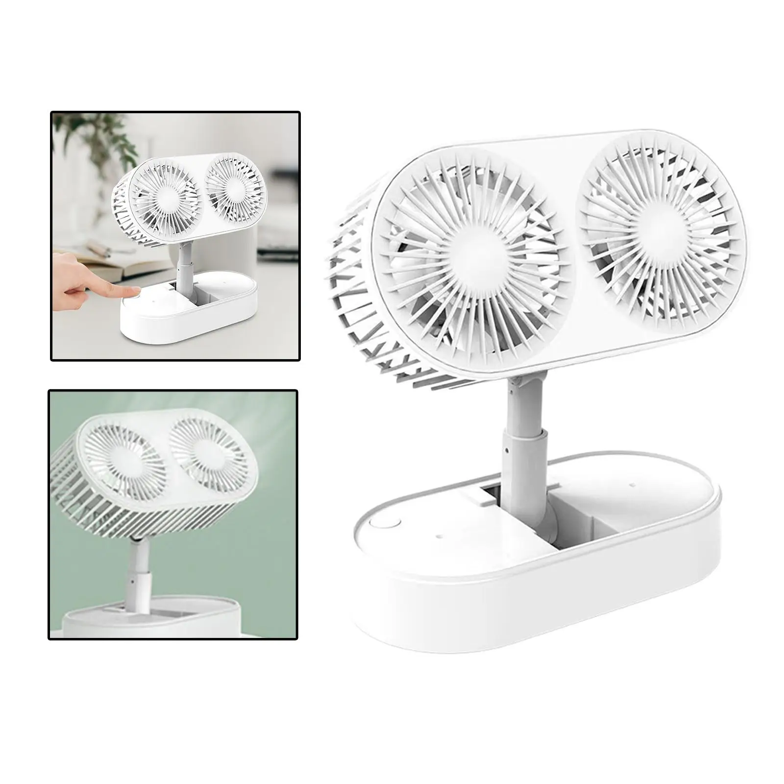 Folding Desktop Fan with Dual Fan 360 Degree Rotation Cooling Mini Desk Fan for Travel