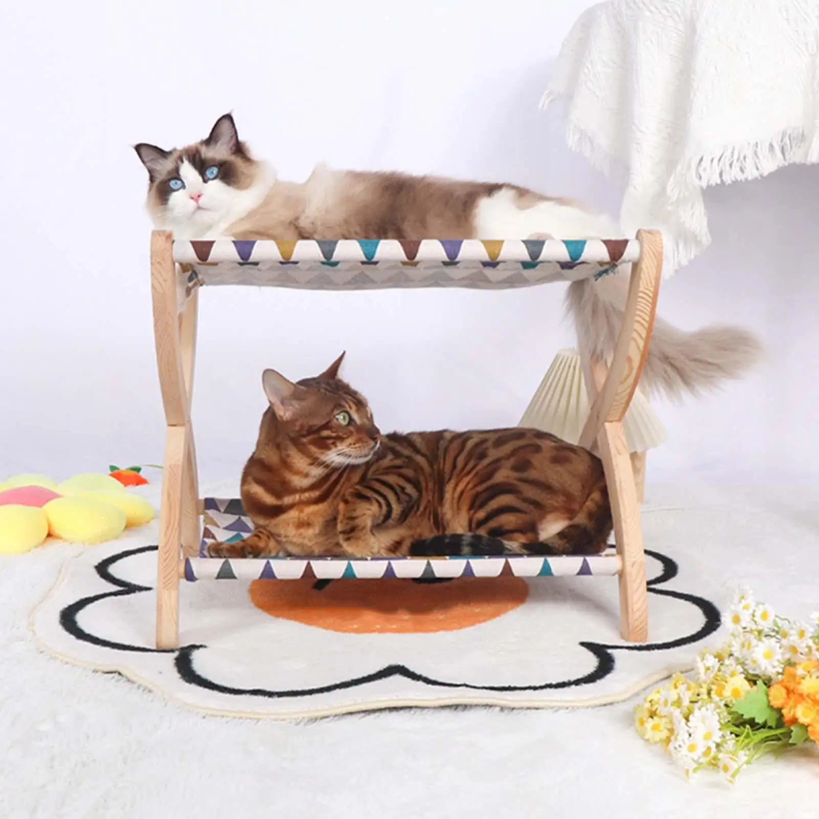Double Storey Cat Lounge Beds Raised Pet Beds Bunny Playing Elevated Dogs Bed