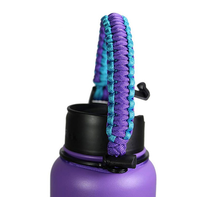 2pcs/set Braided Handle Strap Paracord 7 Core Water Bottle Hiking Travel  Fits Wide Mouth Cup Holder For Hydro Flask Accessories