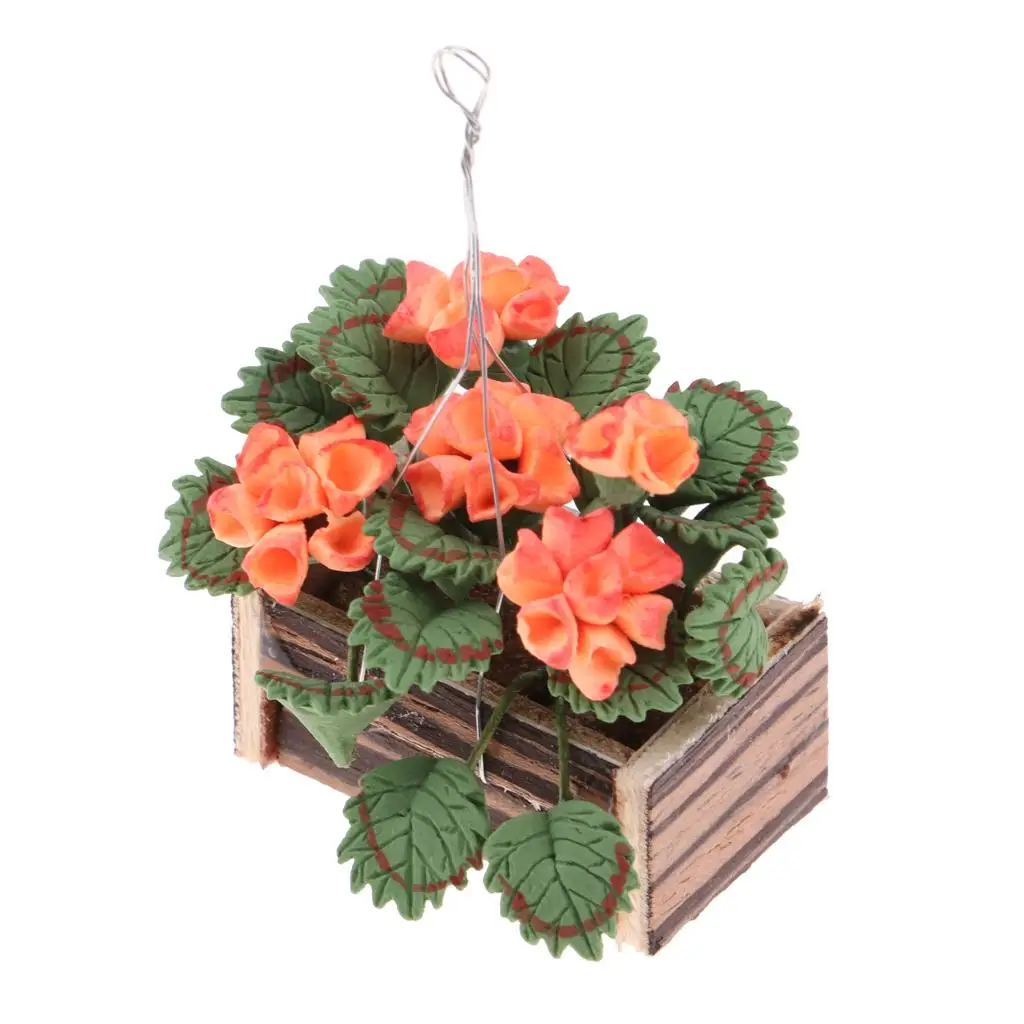 1/12 Clay Hanging Flowers for Dolls Garden Decor