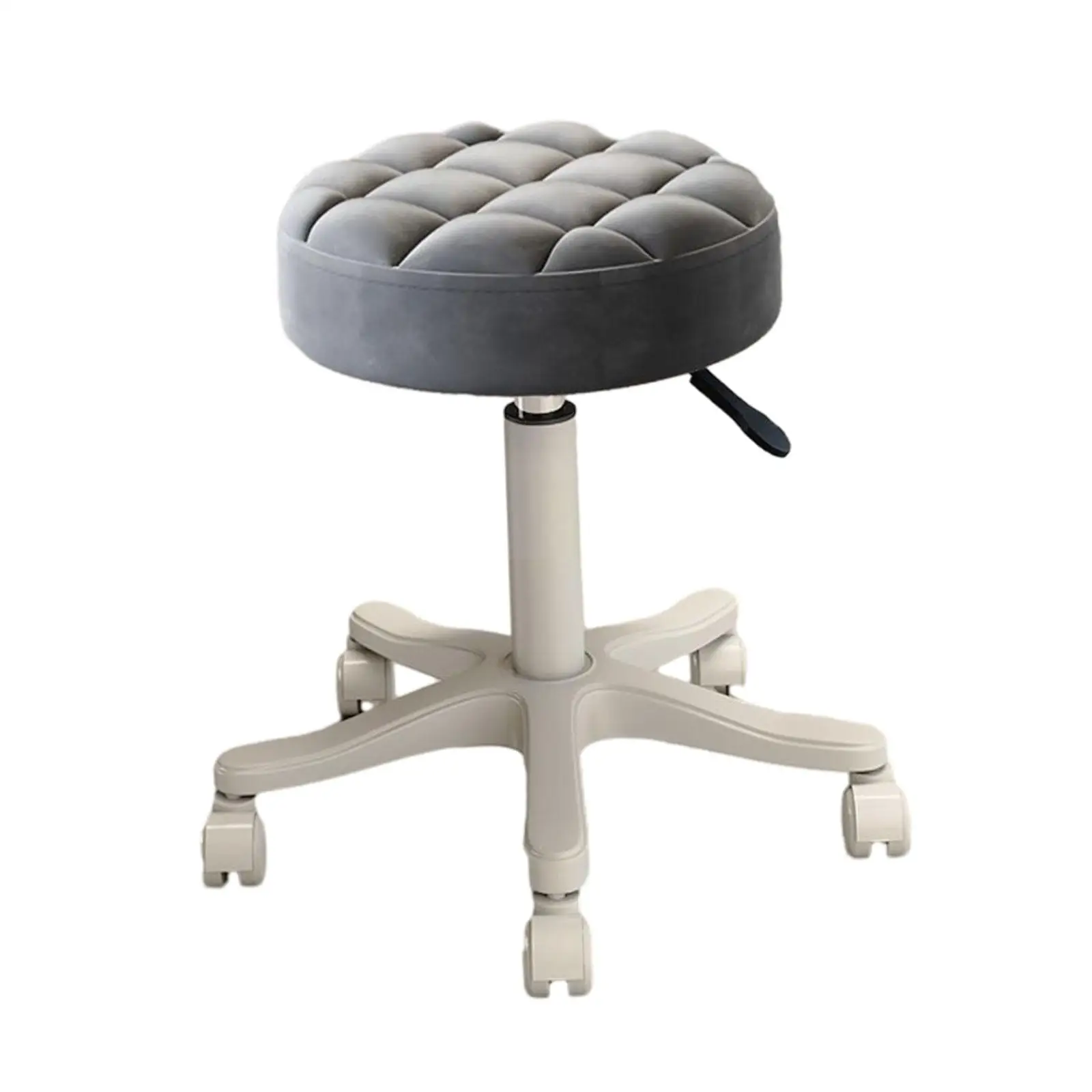 PU Leather Round Rolling Stool Lift Stool Thick Seat Padding Bar Stool with Wheels for Lab, Housework, Barbershop, Home, SPA