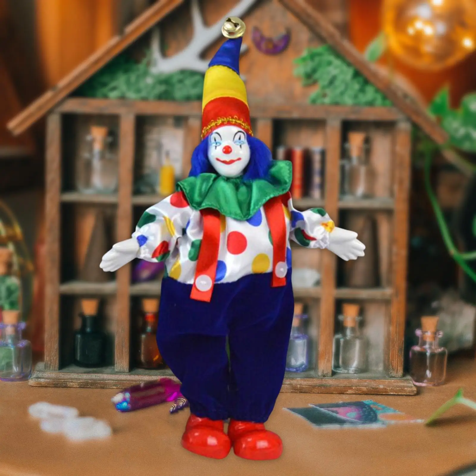 Cute Clown Figurines Doll with Costume Arts Home Decoration Delicate Can Sit & Stand for Table Decors Party Favors Collections