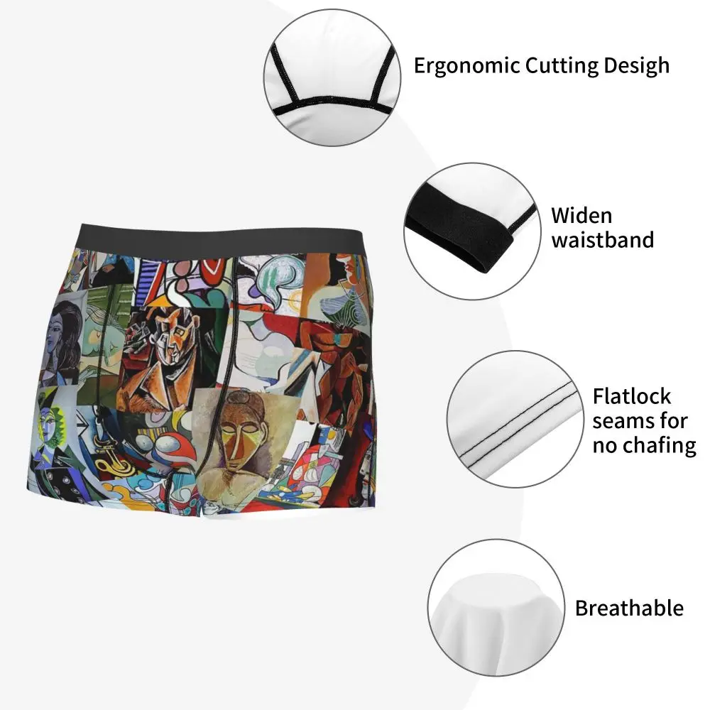 boxer underwear Man Pablo Picasso Underwear Surrealism Art Humor Boxer Briefs Shorts Panties Male Soft Underpants mens woven boxers
