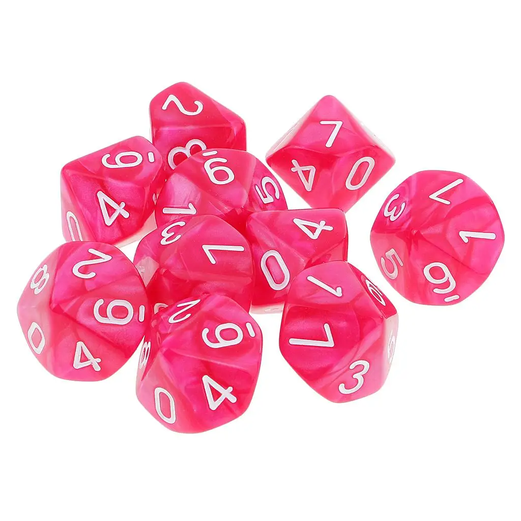 10PCS D10 Polyhedral Dice 10 Sided Dice for  And  DND RPG