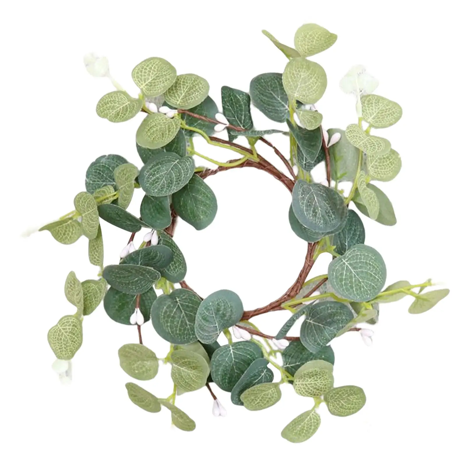 Artificial Easter Candle Wreath Centerpieces Eucalyptus Leaves Wreath Candlestick Candle Holder Wreath for Farmhouse Wall Decor