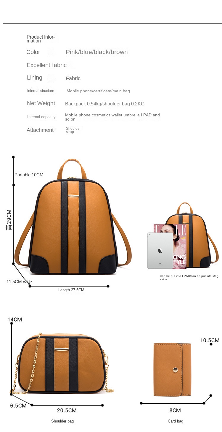 Women's Three-piece Backpack Set Stylish Shoulder Messenger Bag_voghion.com