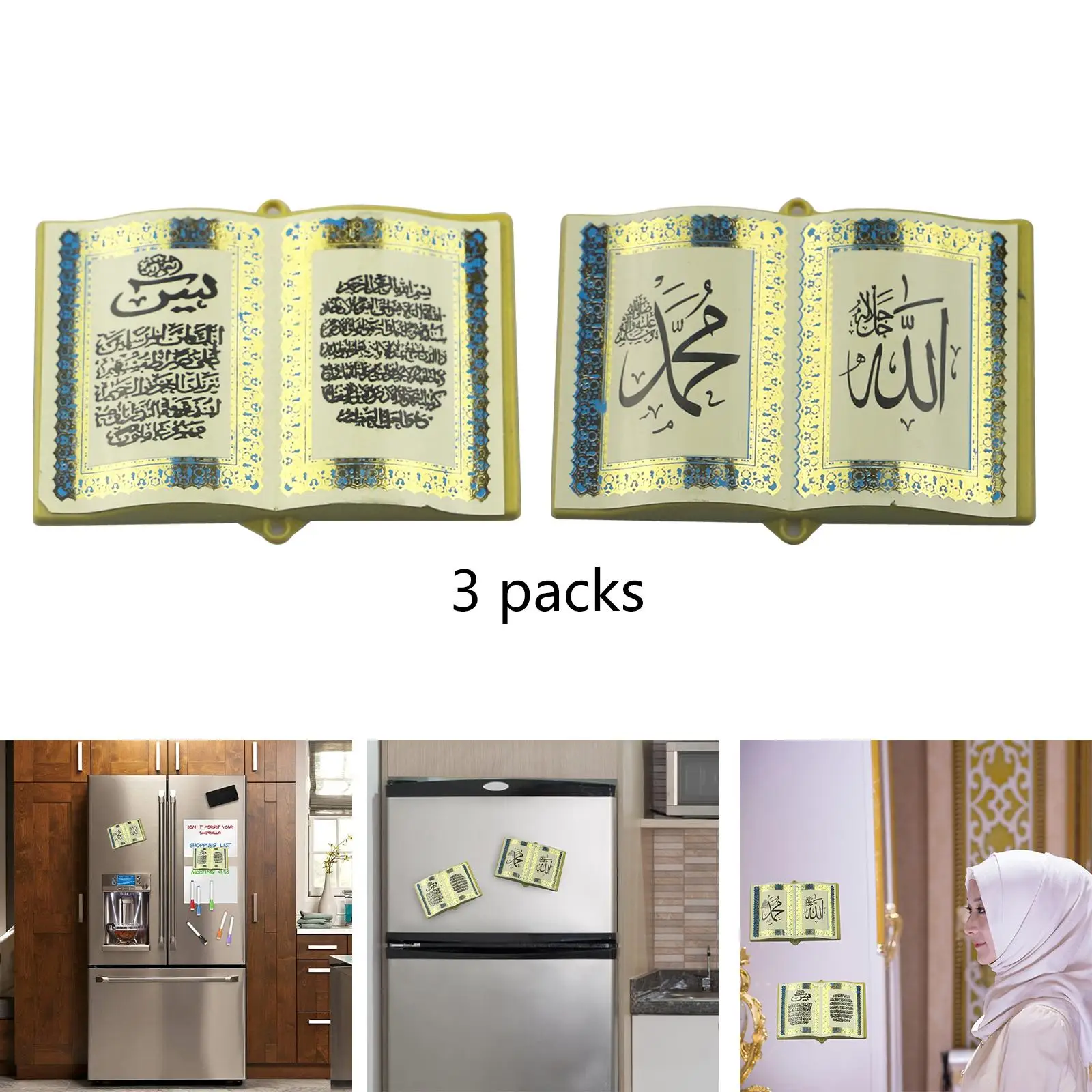 3Pcs Plastic Fridge Magnets Board Stickers Note Holder Refrigerator Magnet for Office Kitchen Whiteboard Home Eid Decor