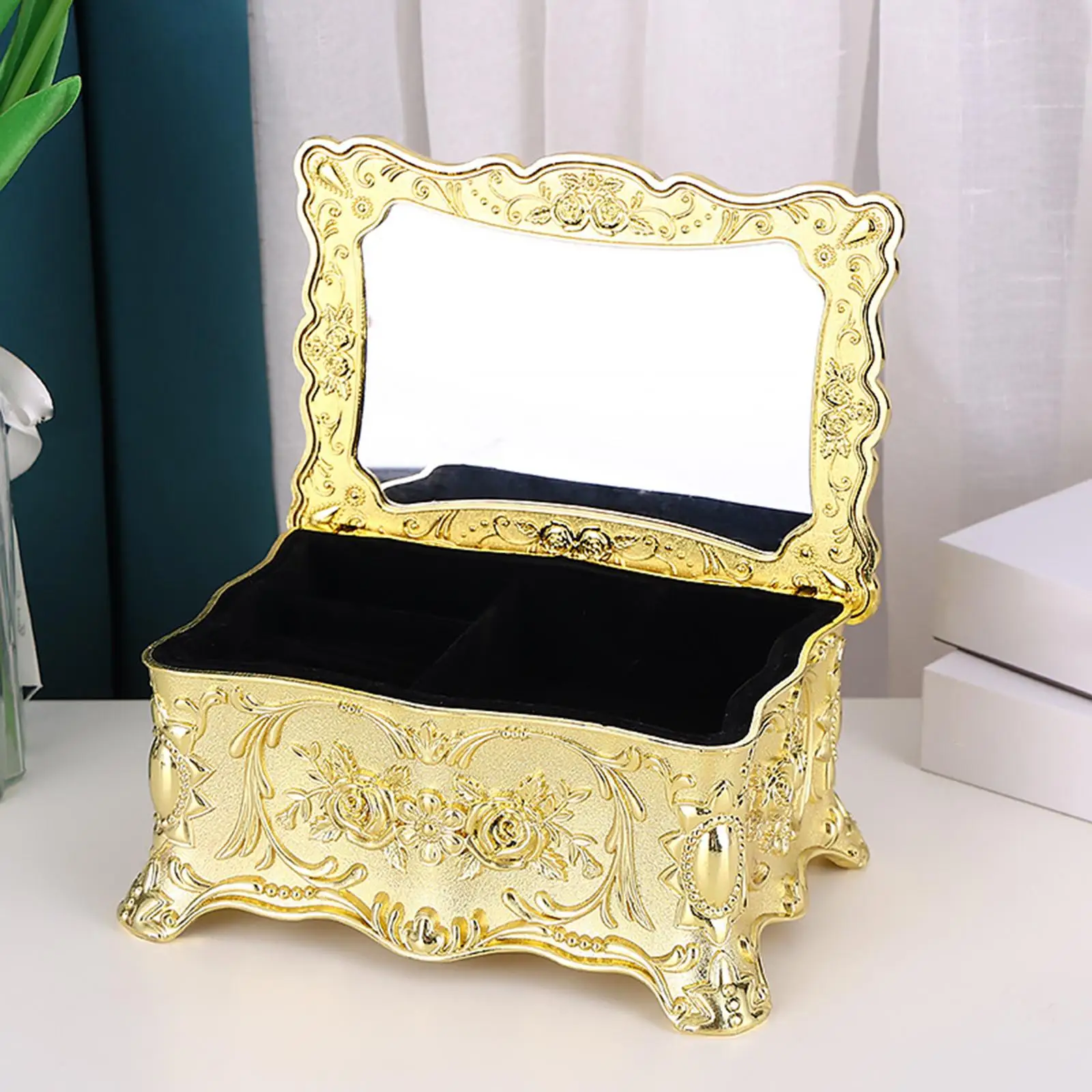 Jewelry Box Jewelry Storage Case for Women with Lid Treasure Chest Jewelry Holder Exquisite for Home Bedroom Desk Decoration