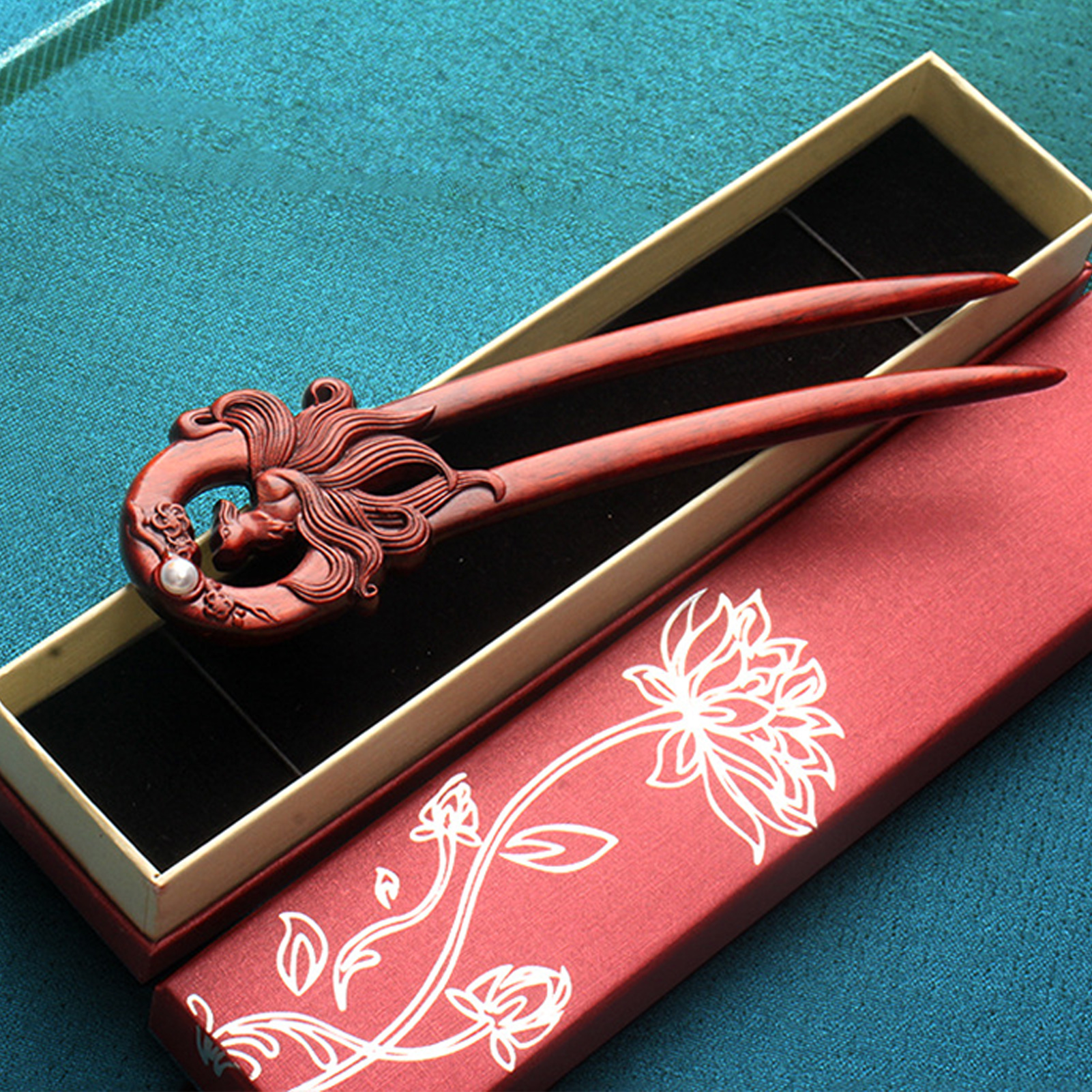 Retro chinesische Haar Essstäbchen Stifte einfache U-Form Palisander Haar Gabeln Brötchen halter für Frauen Mädchen und Friseursalon – Detail 5