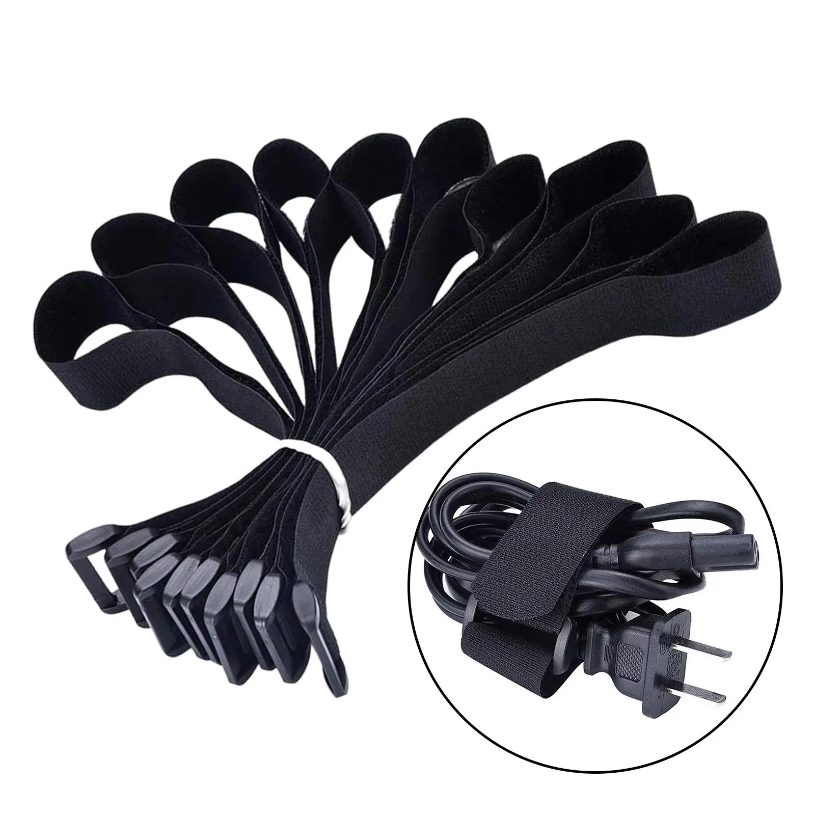 10 Pieces Adjustable Hook and Loop Straps Reusable for Data Centers