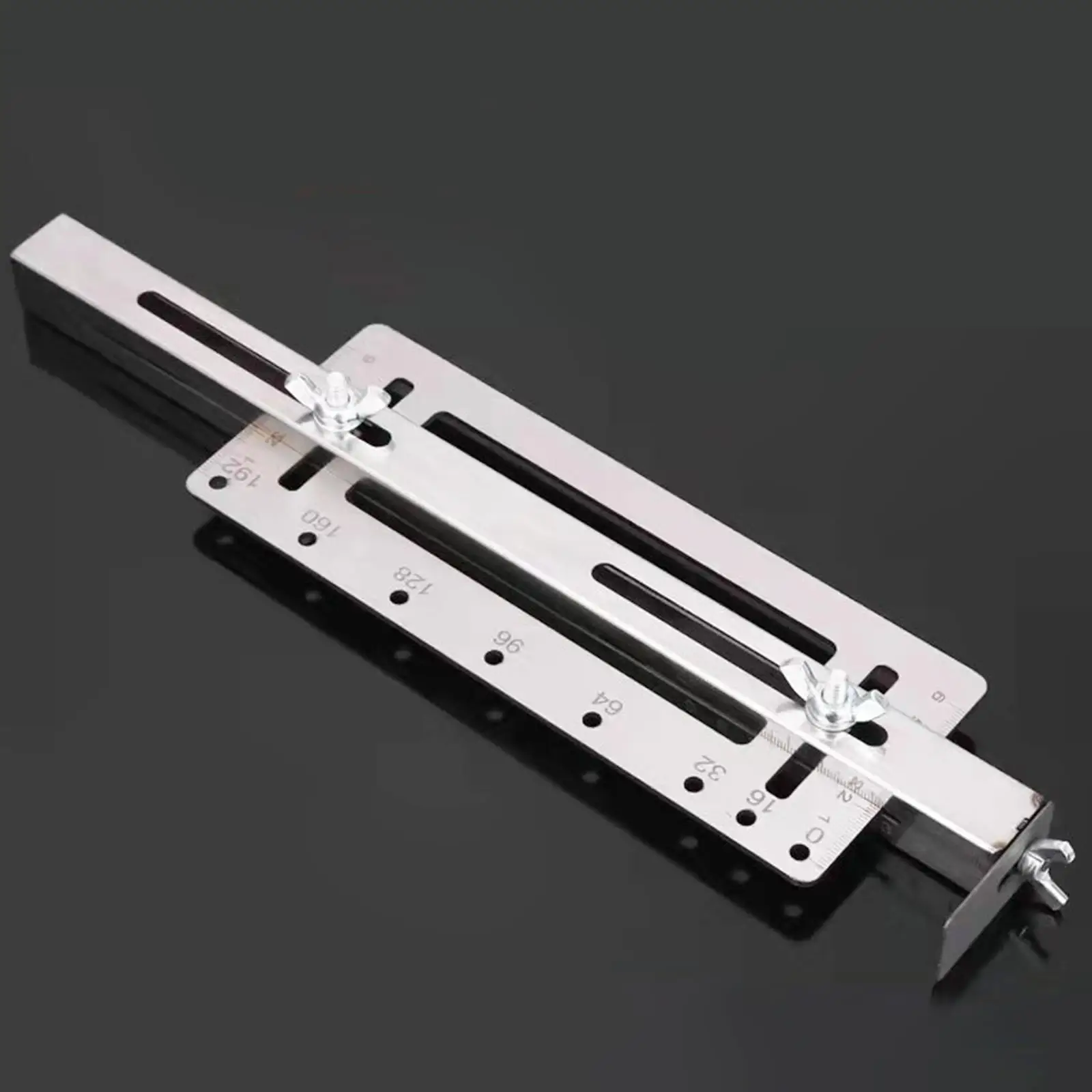Stainless Steel Hole Punch Drill Guide Ruler Measure Tool