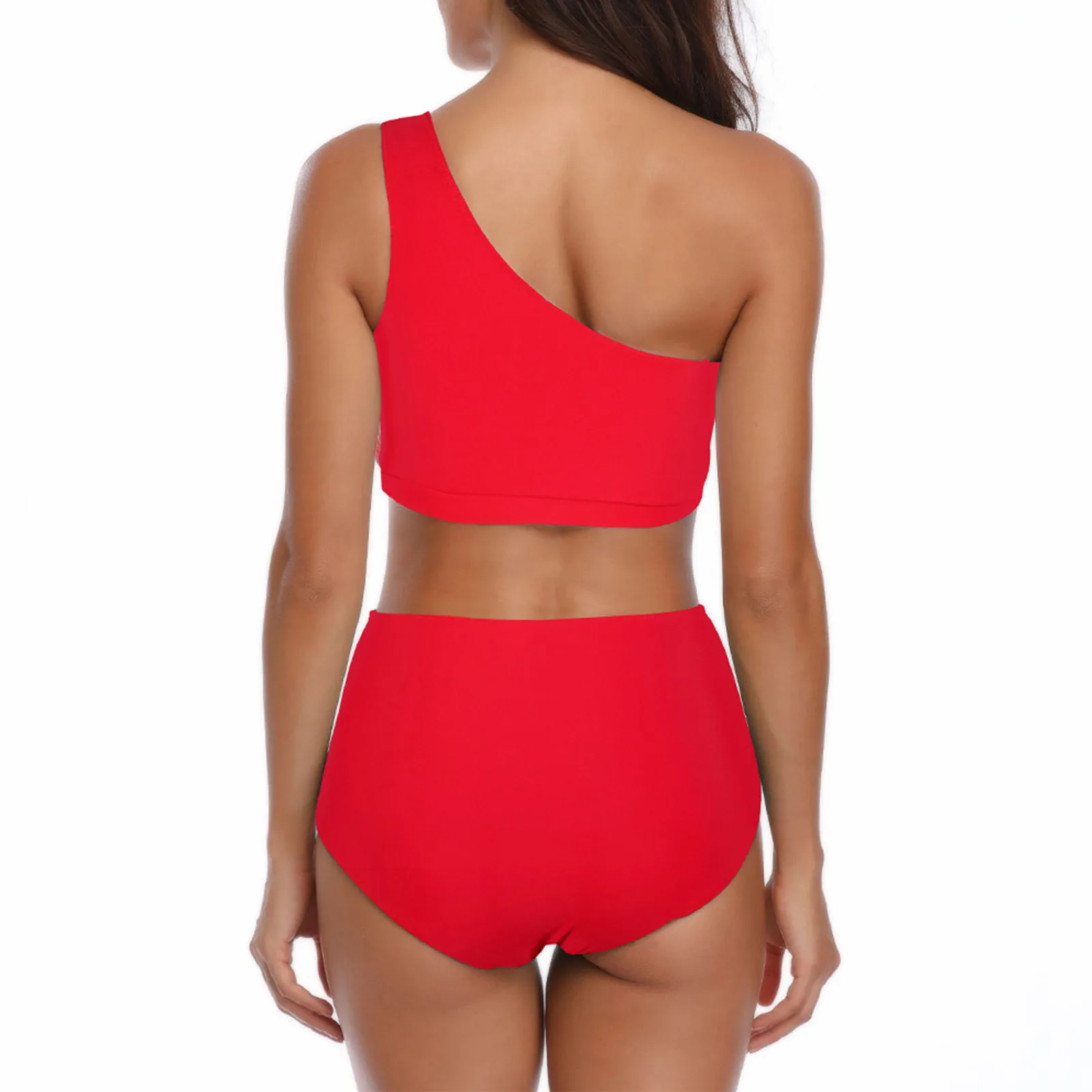 Bandeau High Waist Bikini One Shoulder Swimwear Women 2022 Printed Sexy Bikini Set Retro Swimsuit Female Bathing Suit#g high leg bikini set
