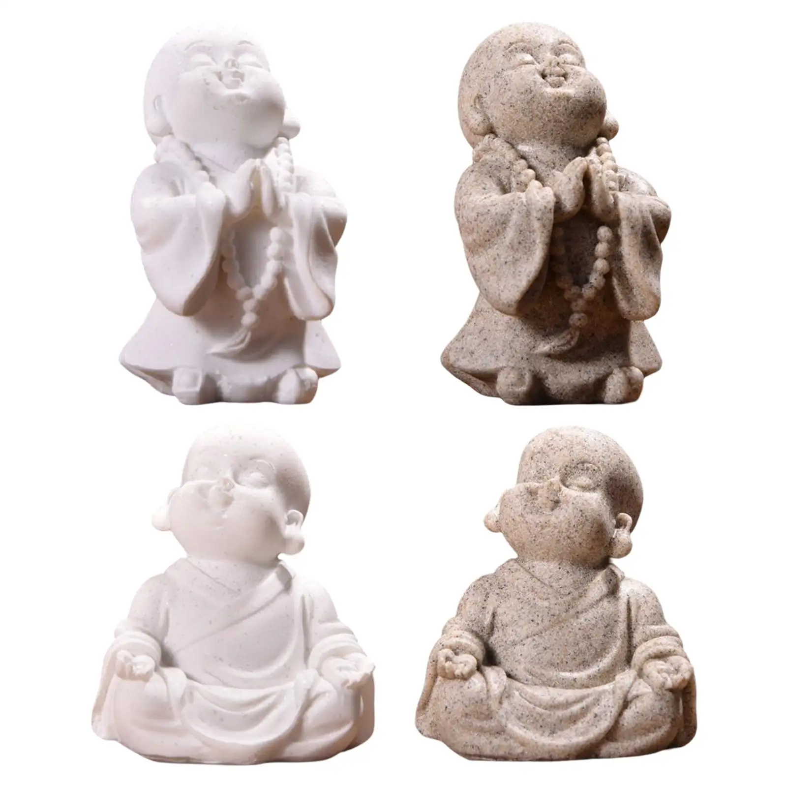 Tiny Buddha Tabletop Figurine Accessories Cute Spiritual Ornament for Yard Garden Decoration Little Monk Statue
