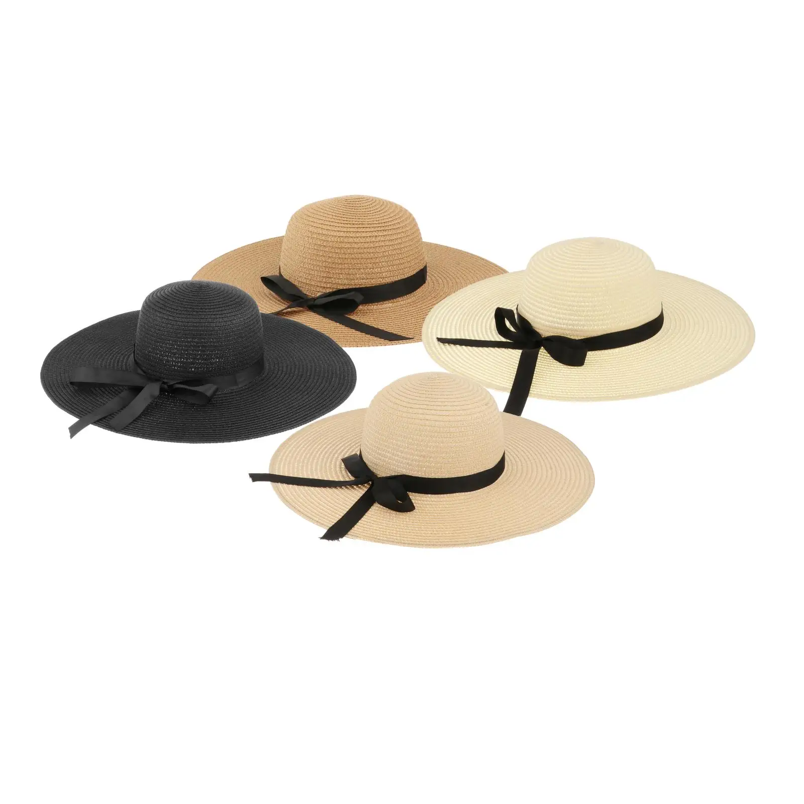 Women`s Summer Bow Large Floppy Folding Wide Brim   Beach Hats