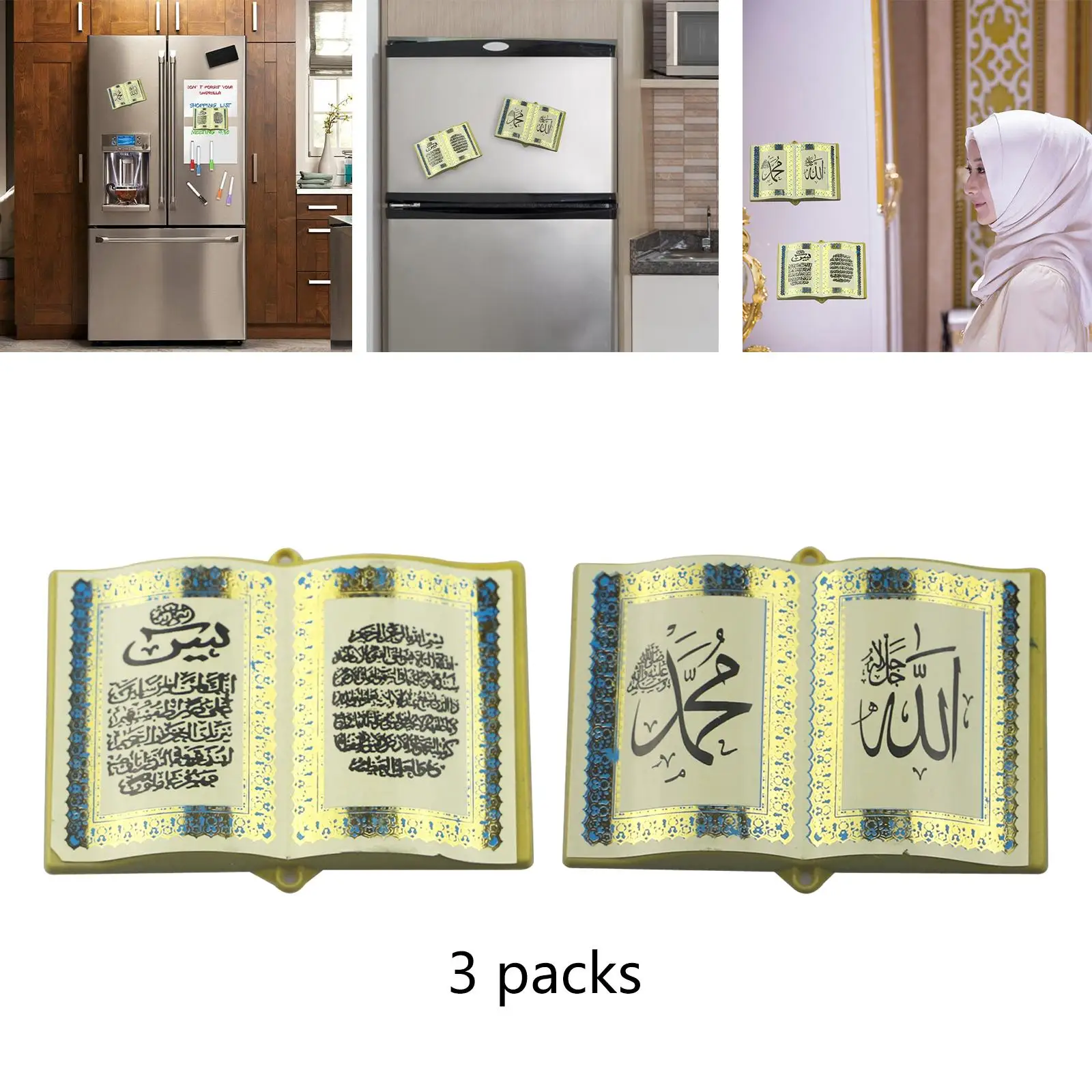 3Pcs Plastic Fridge Magnets Board Stickers Note Holder Refrigerator Magnet for Office Kitchen Whiteboard Home Eid Decor