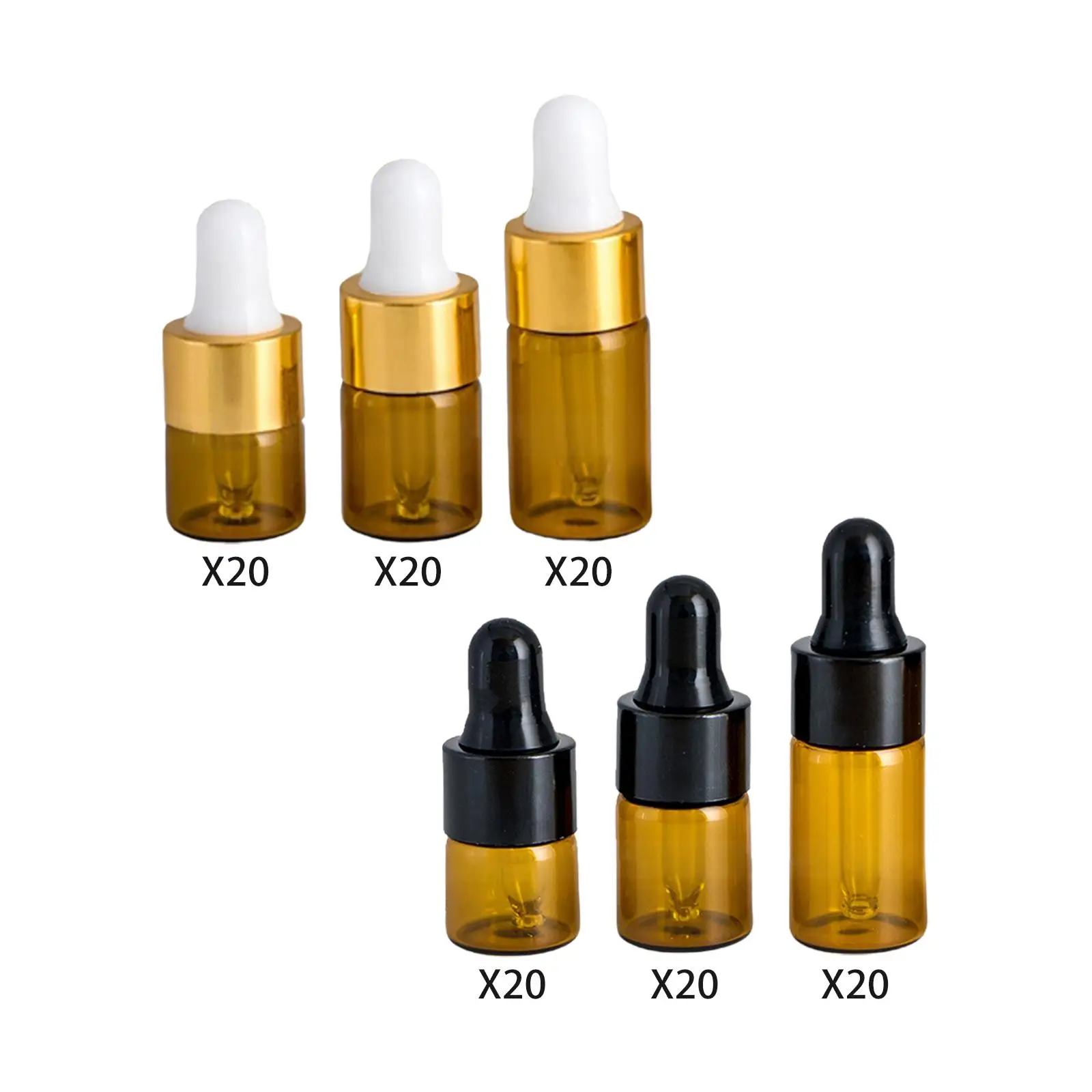 Mini Dropper Bottles with Glass Eye Dropper Refillable Sample Vial Empty Essential Oil Bottle for Essential Oils Body Oils