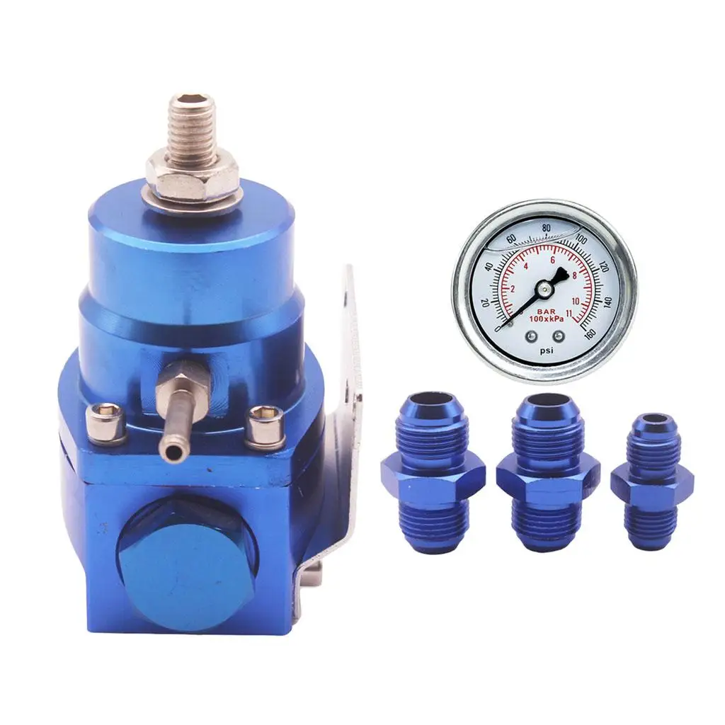 Fuel Pressure Regulator with Gauge AN8 Feed & AN6 , 1/8`` NPT Gauge Port  for Turbo or Supercharged Engines