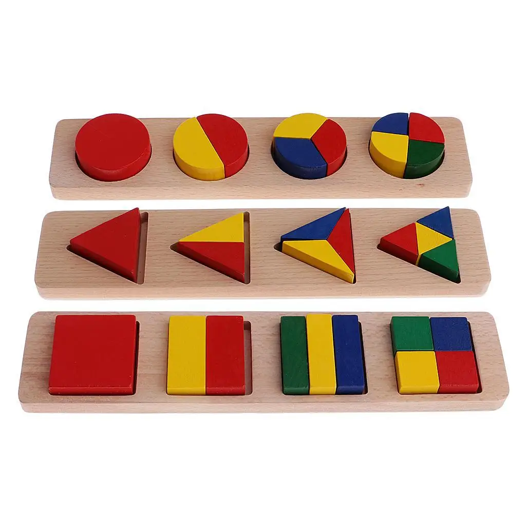 Montessori Mathematics Material Geometry Blocks Matching Counting for Kids Early Leaning Toys Birthday Gift