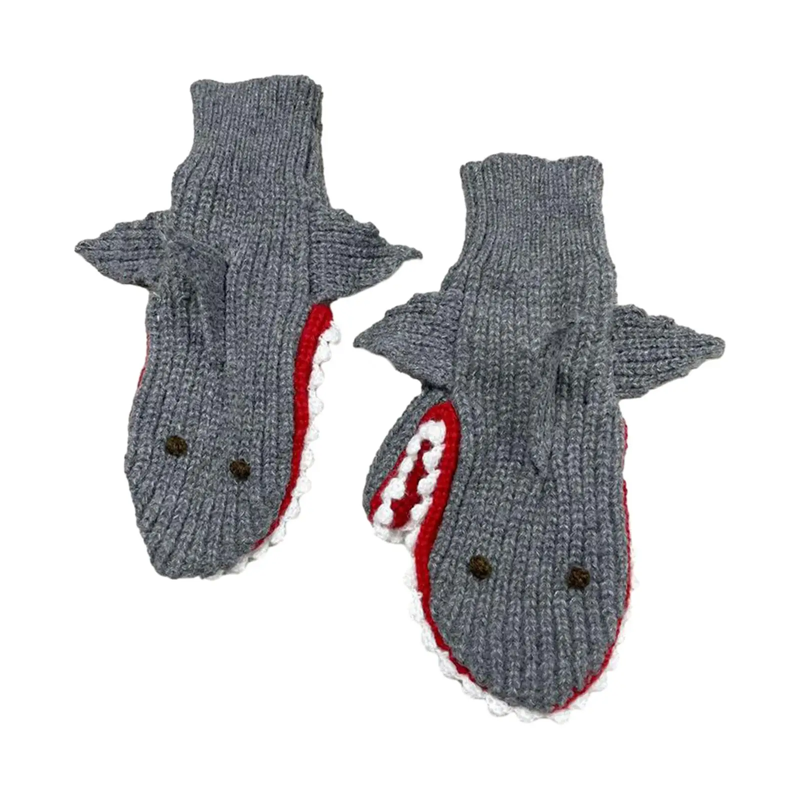 Shark Gloves Elastic Cuff Men Women Boys Girls Winter Warm Gloves Mitten Gloves Knit Glove for Running Hiking Outdoor Christmas