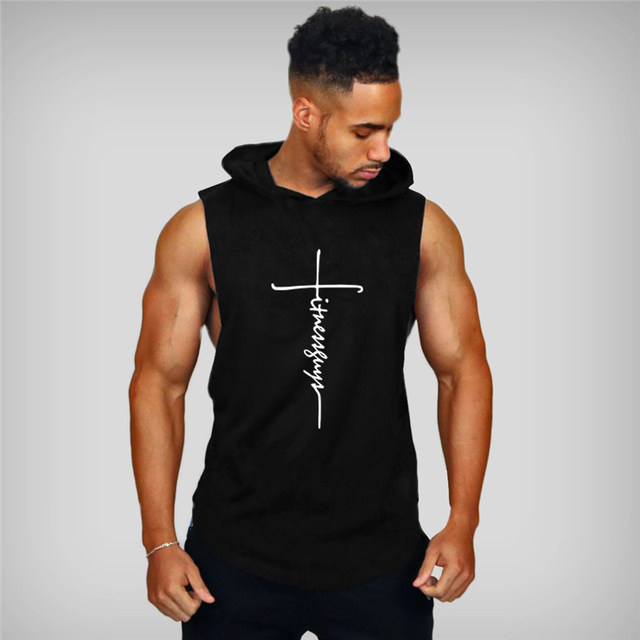 Felpa Senza Maniche Uomo Con Cappuccio E Cerniera - Gilet Allenamento Fitness, Bodybuilding, Sport