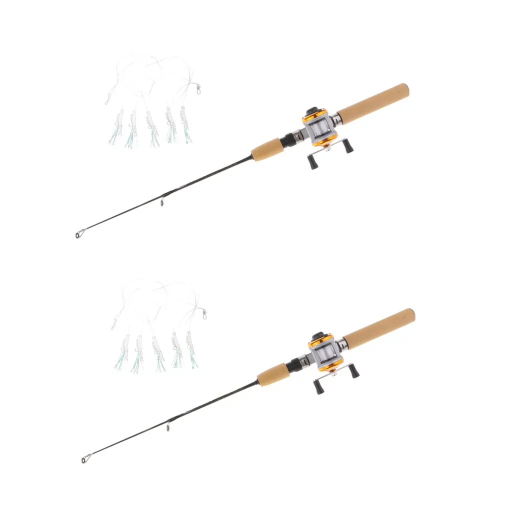 2PCS Ultralight Fishing Rod And Reel Line 5cm for Travel Ice Fishing