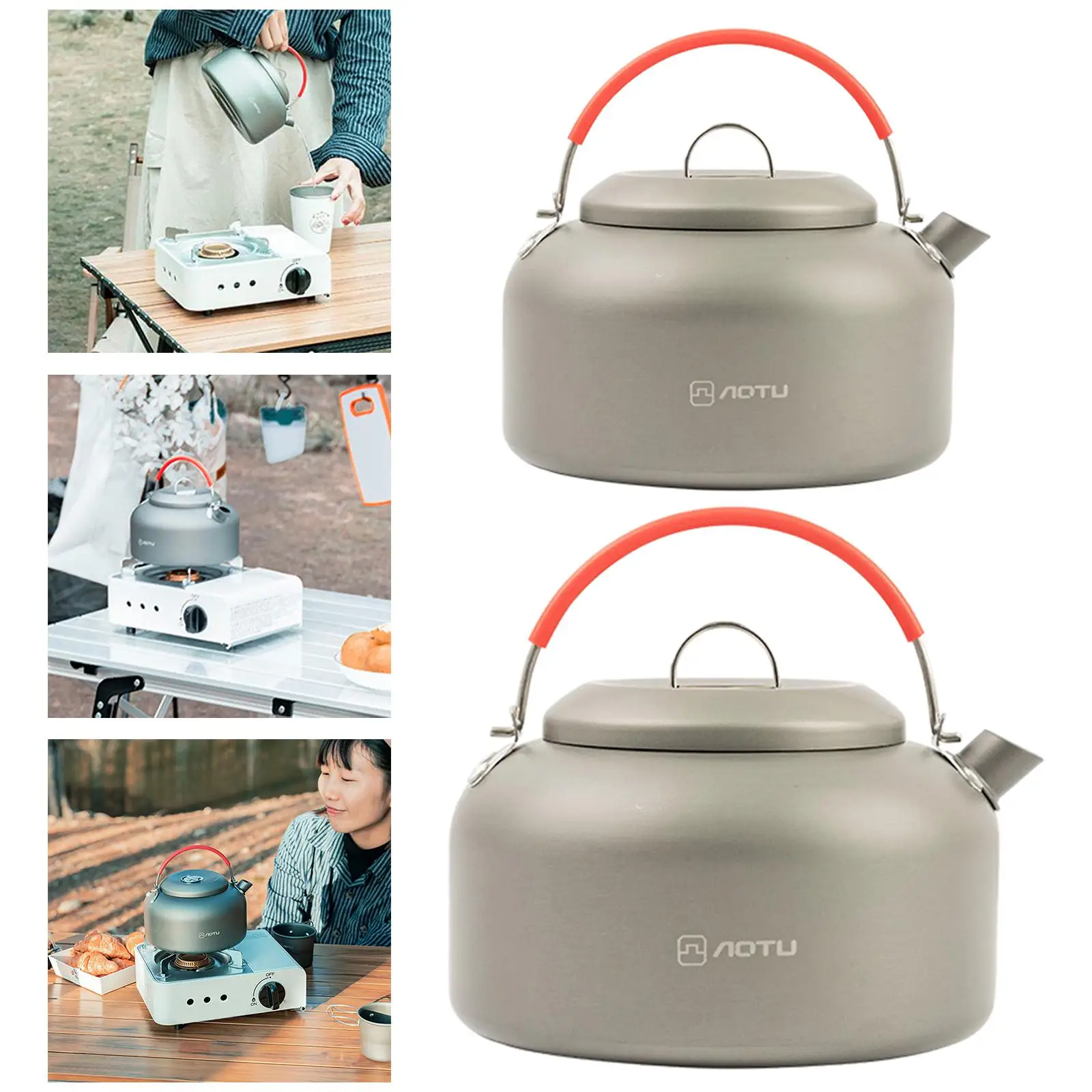 0.8/1.4L Camping Kettle Coffee Pot Camping Hiking Tableware Compact Teapot