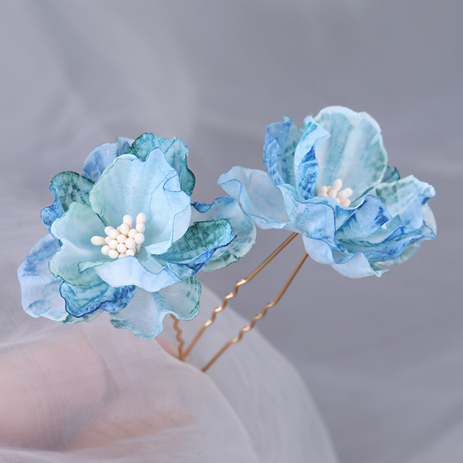 Seide Blume Hochzeit Braut Haarnadeln handgemachte Perle Perlen Blume Kopfschmuck für Frau Haars tyling machen Stifte – Detail 7