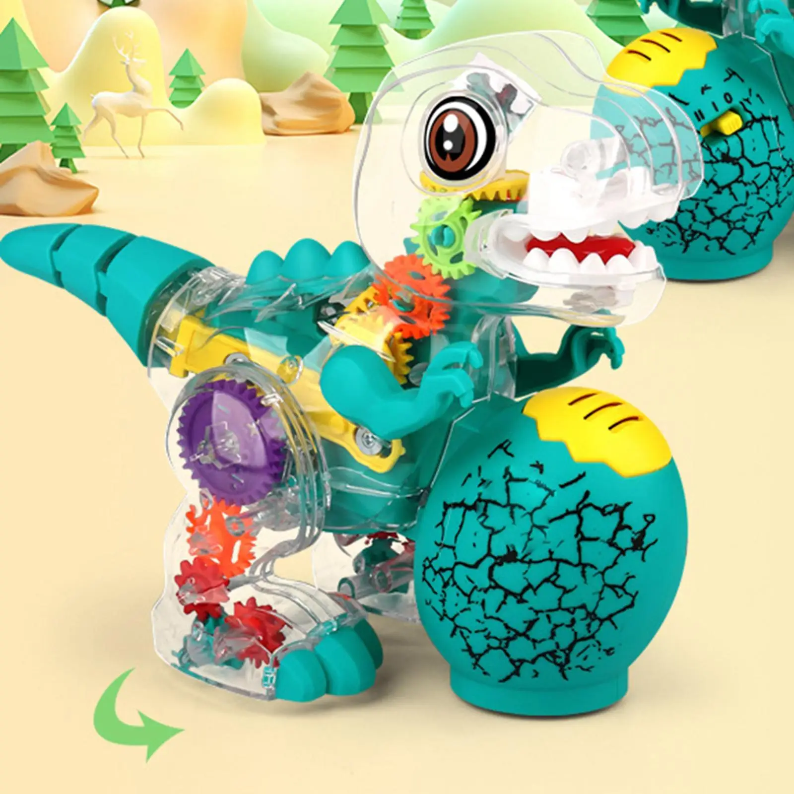Electric Dinosaur Toy Mechanical Toddlers Building Colored Moving Gears Halloween Musical Toy for Girls Boys Preschool Toy Kids