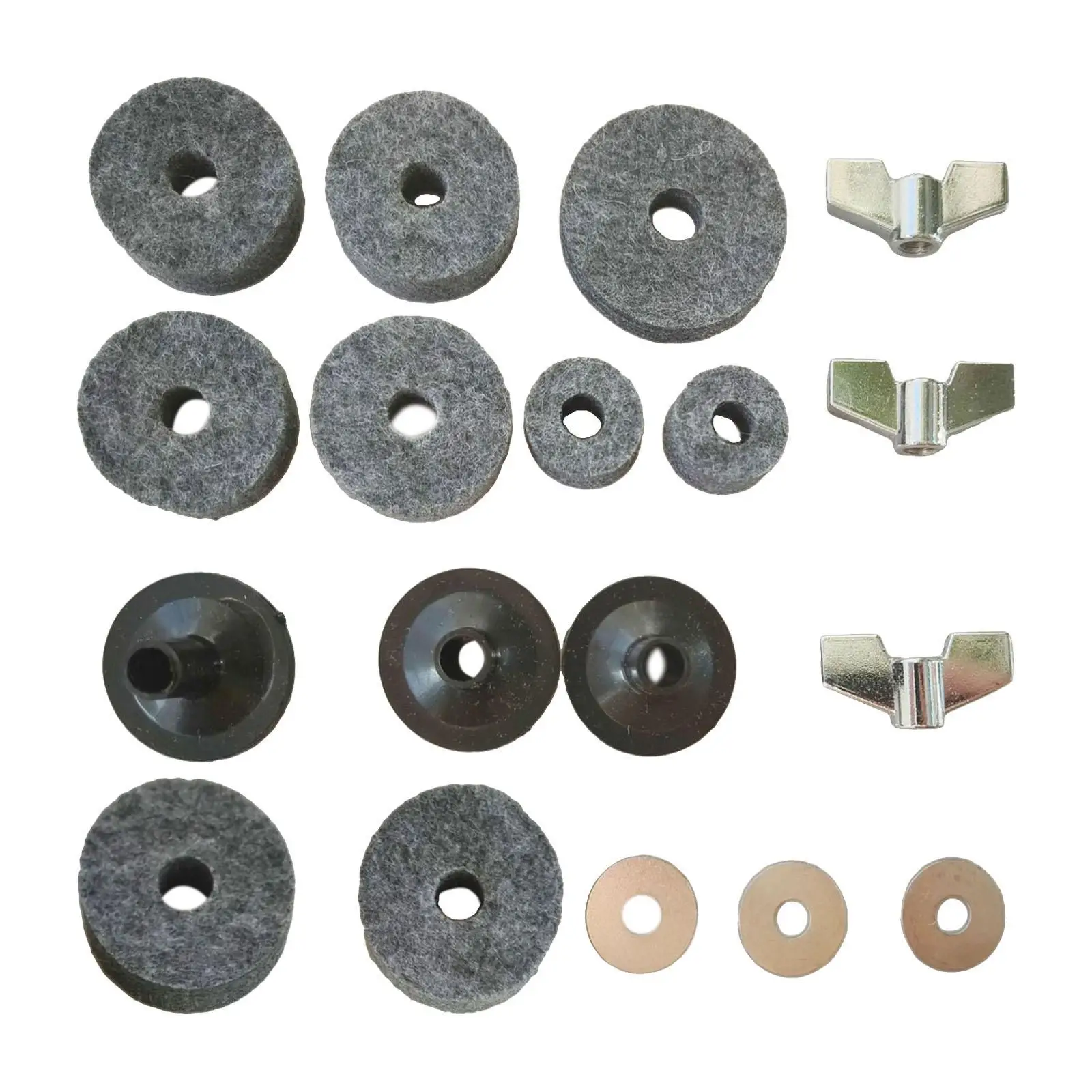 Cymbal Replacement Accessories, Drum Cymbal Felt Pads Durable Drum Keys for Drum Set, Cymbal Felts Kits Cymbal Stand Felts