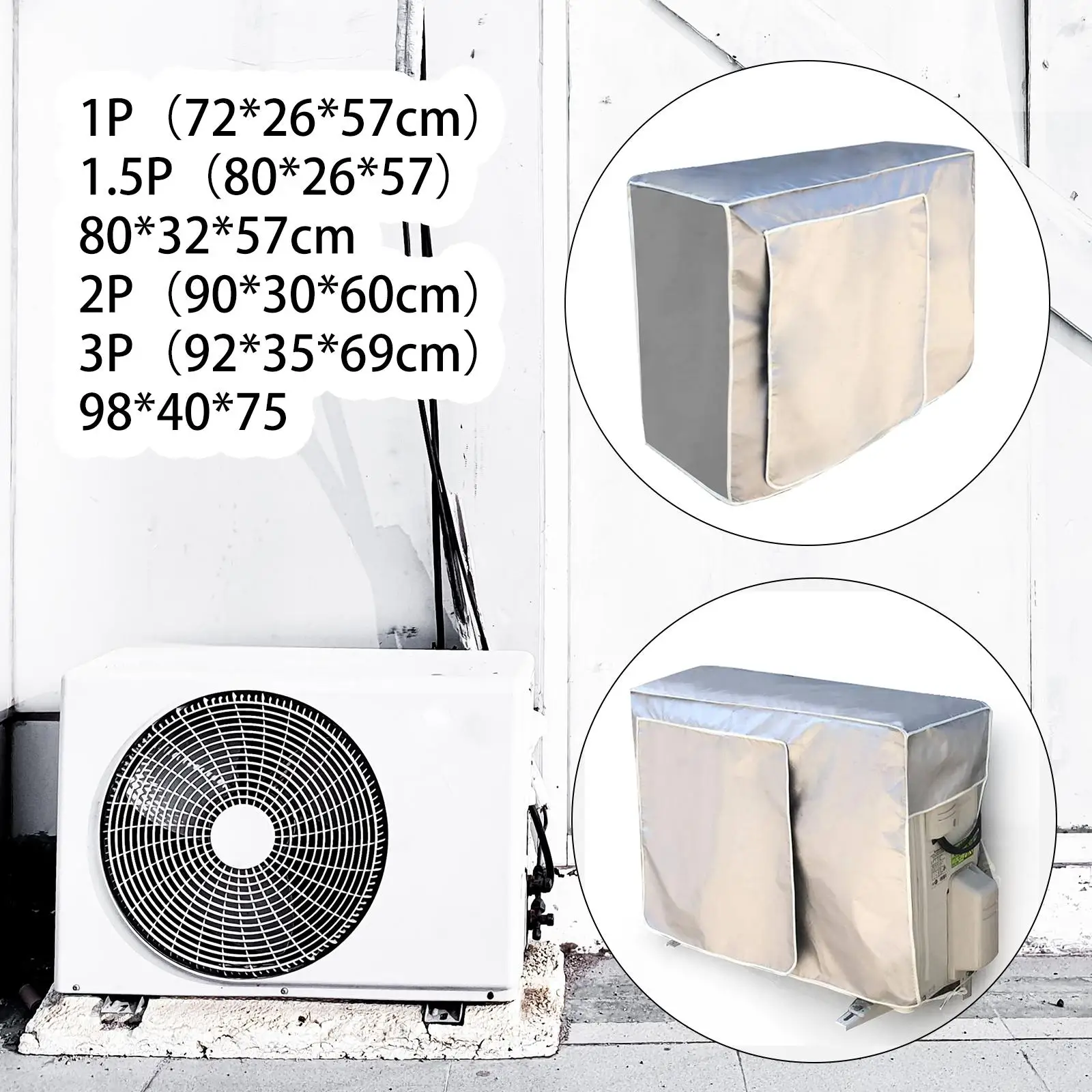 Air Conditioner Cover for Outside Units Dustproof Sun Protection Anti Snow Cover Silver Coating Split System Mesh Design