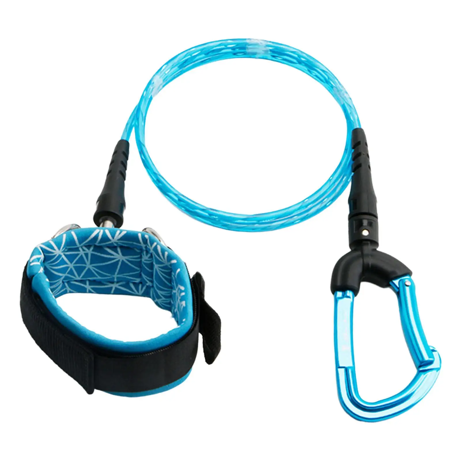 Freediving Lanyard Adjustable Breaking Force 24kN with Dive Wristband for Drift Diving Underwater Sports Freediving