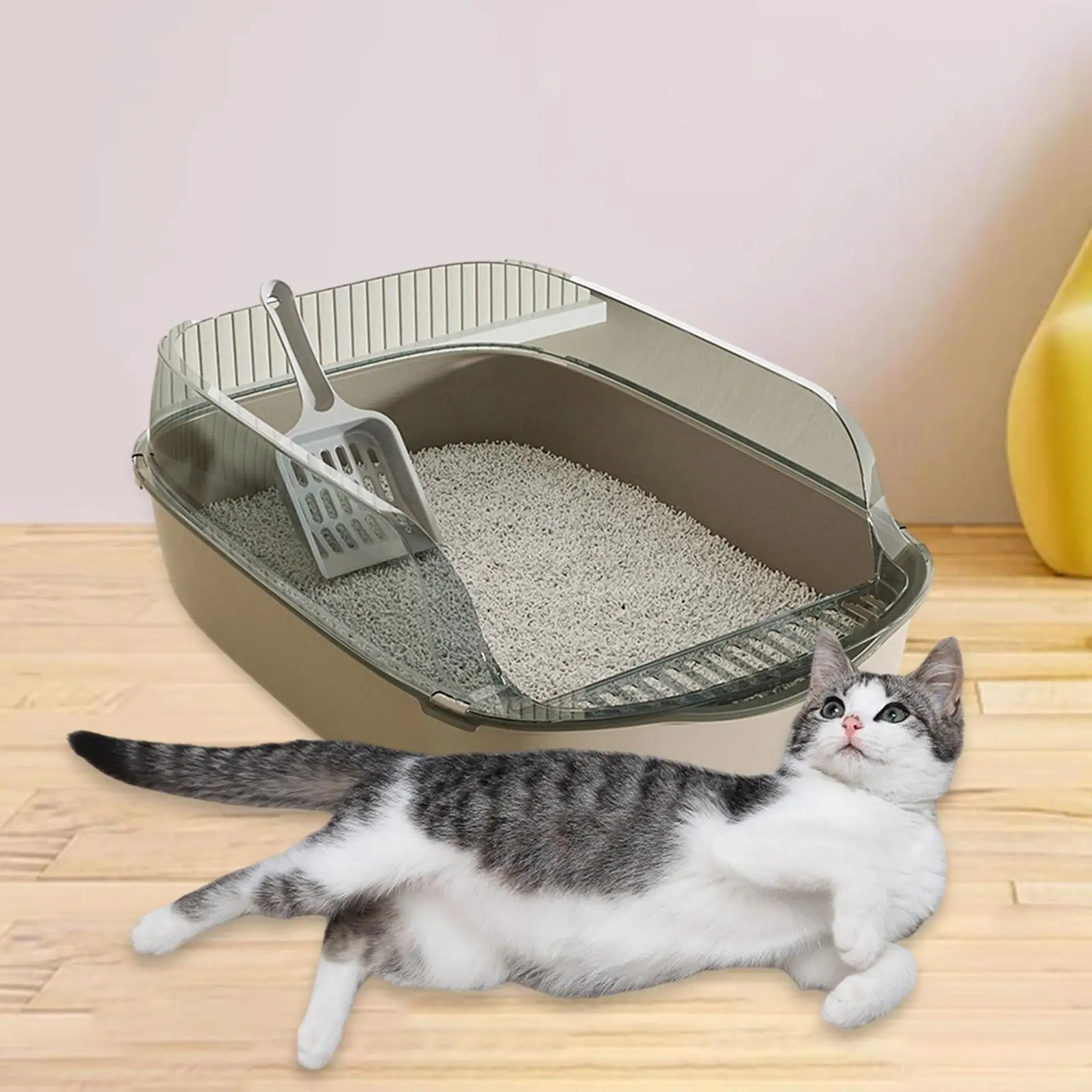 Open Top Cat Litter Box Cage Accessories Splashproof Toilette Sand Box Container Pets Litter Trays for Rabbit Hamsters Kitty