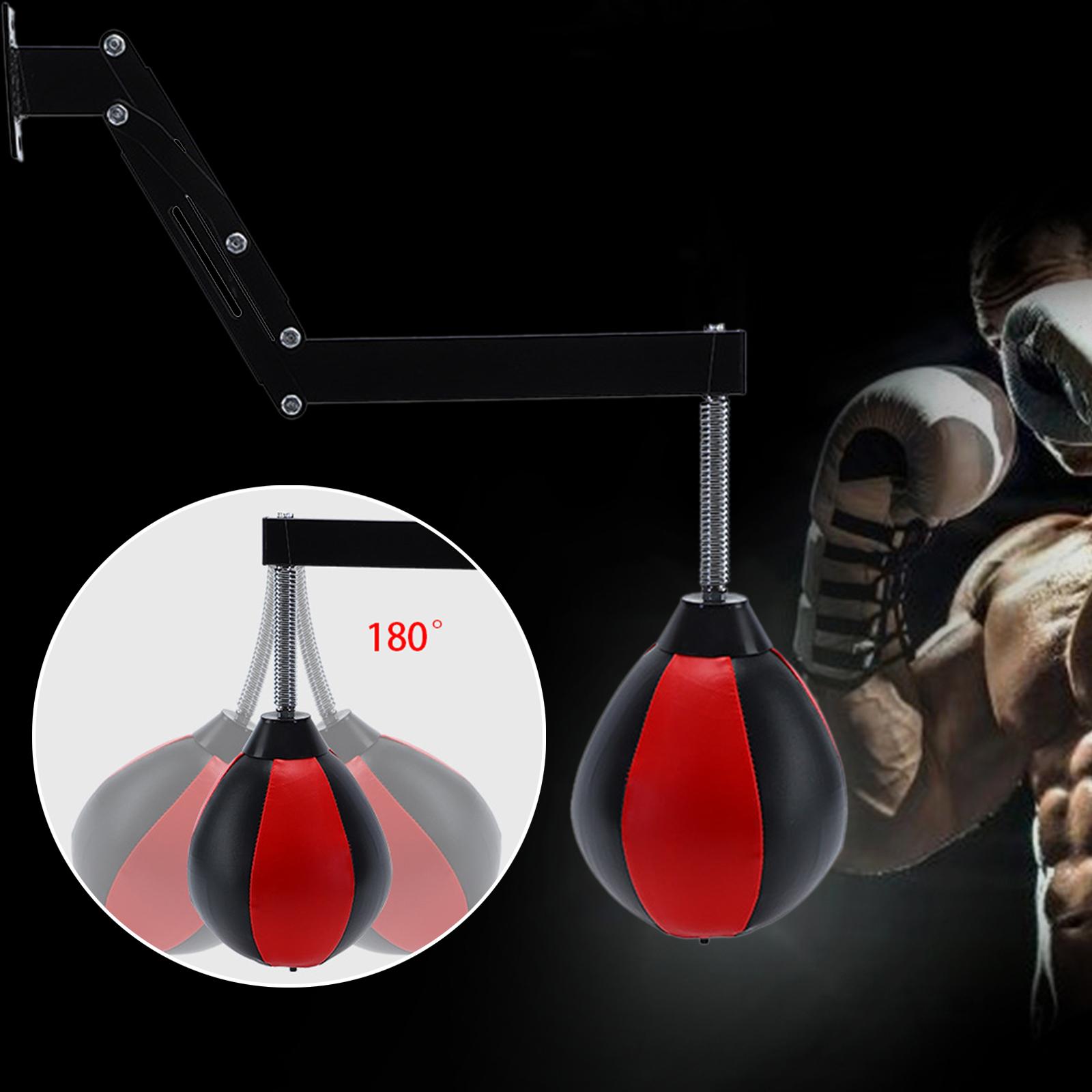 Speed Bag Height Adjustable Heavy Duty PU Leather Wall Mount Boxing Punching Bag for Sports Training Sanda Sparring Gym