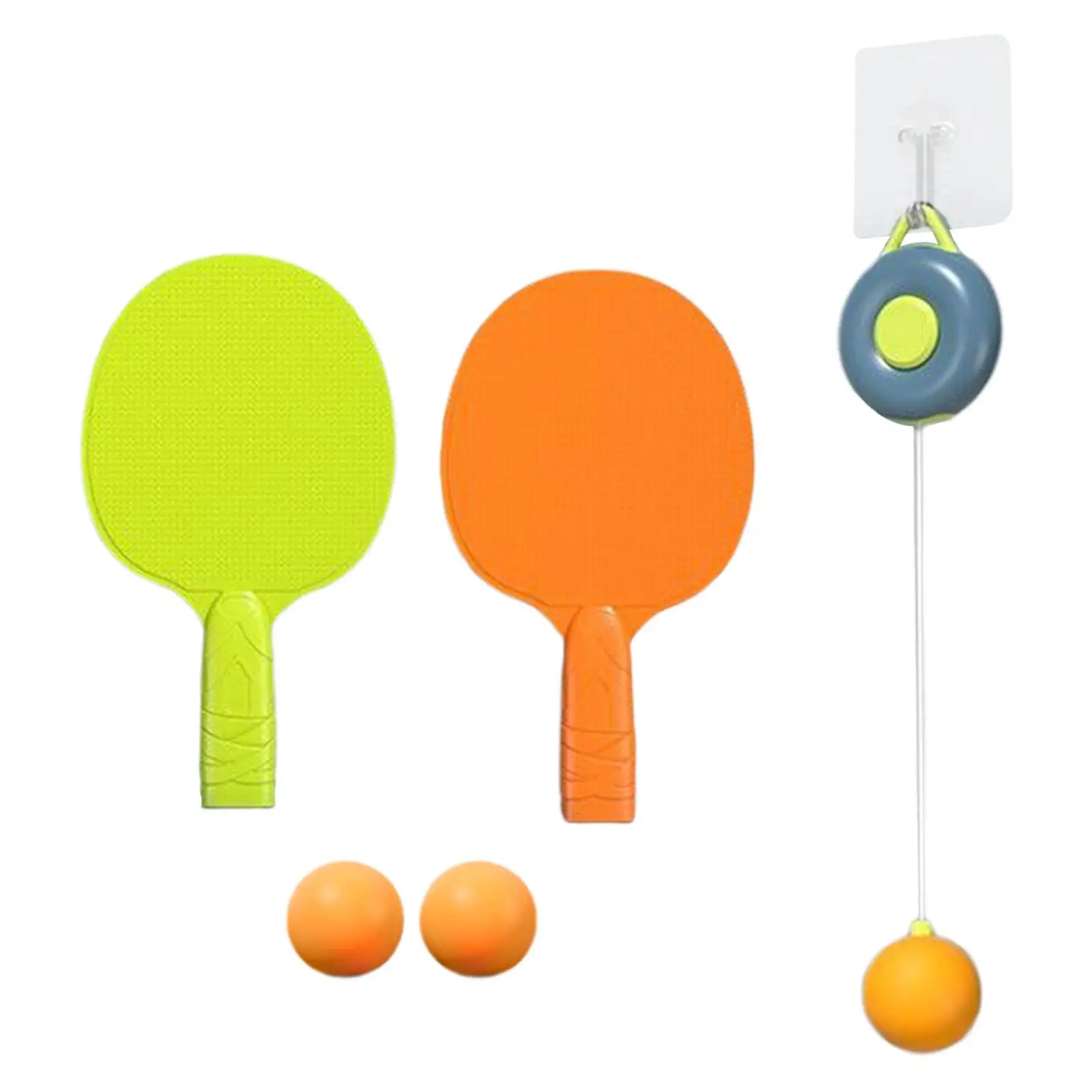 Tennis Trainer Self Training Set Workout Equipment with Sticky Hook Telescopic Host Pingpong Balls Paddles Set for Beginners