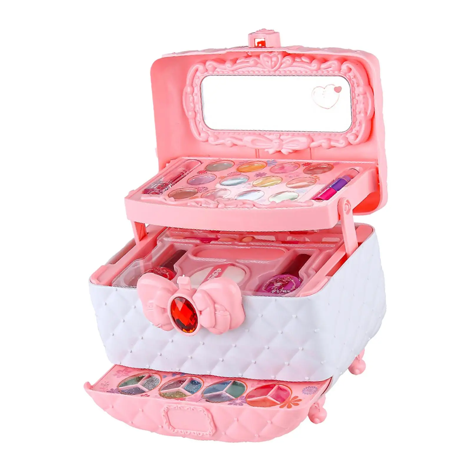 Makeup Vanity Toy Princess Toy with Cosmetic Case with Mirror Kids Makeup Set for Kids Girls Children Toddlers Birthday Gifts