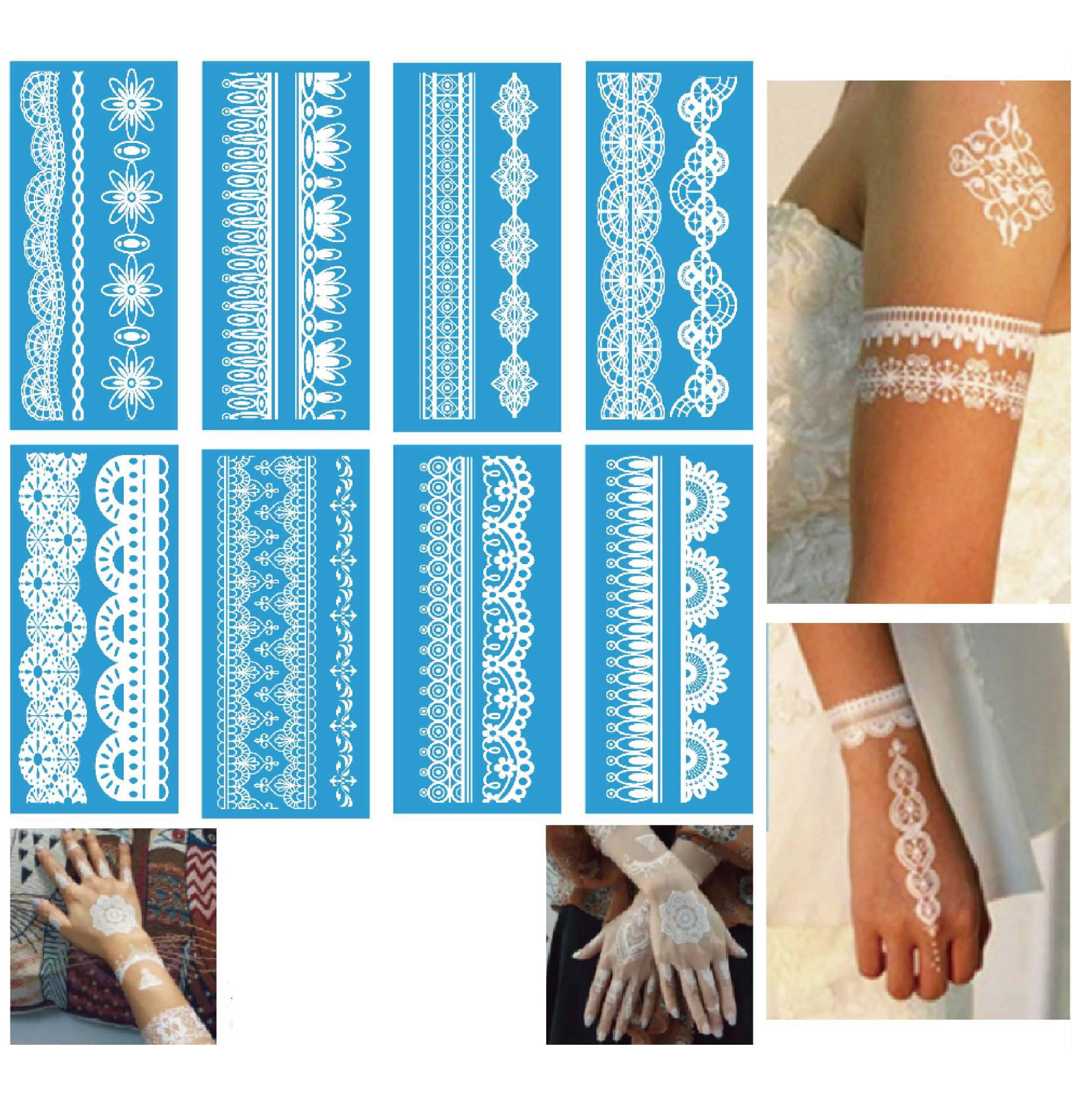 Best of 8 White Lace Henna Flash Tattoo Butterfly Feather Fake Temporary Tattoo Stickers Summer Style Body Art Beauty Jewelry Reviews & Tips