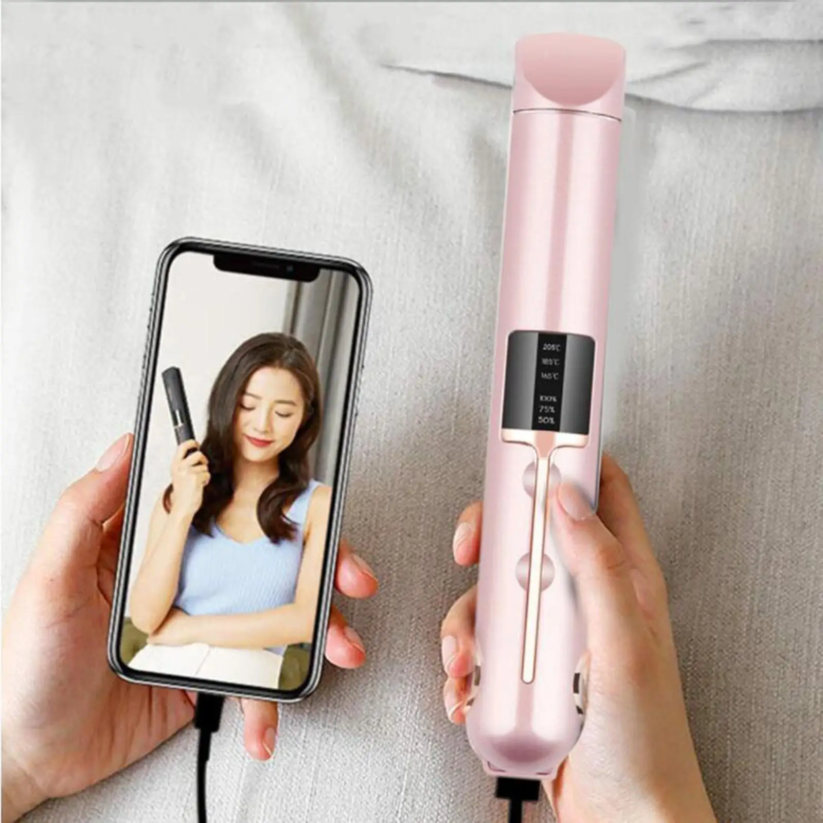Cordless Hair Curler Straightener 3-Level Temp USB Charging Full Automatic Power Bank Styling Tools for Salon Hair Straightening