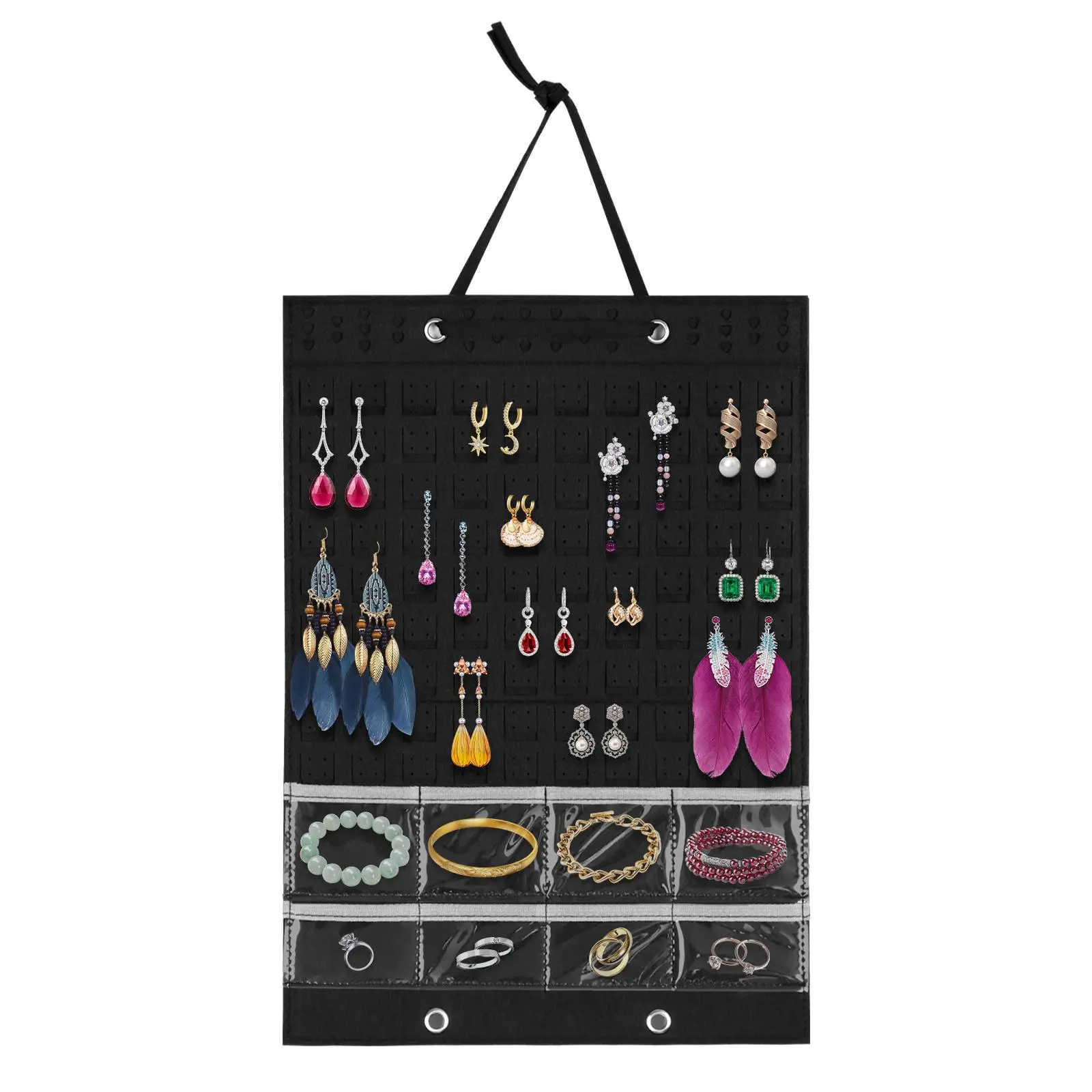 Hanging Jewelry Organizer Storage, Double Sided Jewelry Storage Organizer, Earrings Hanger, Jewelry Holder for Showcase Wall