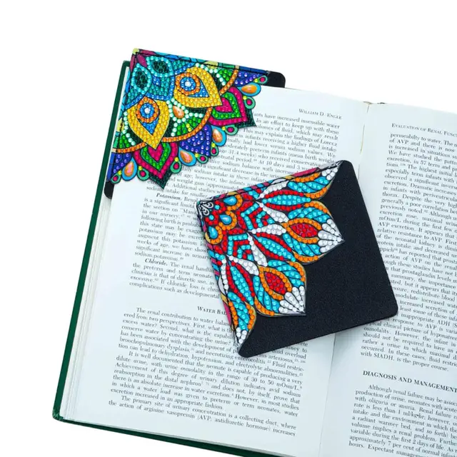 4pcs/set Diamond Painting Pack Corner Leather Bookmark DIY Diamond  Embroidery Triangle Bookmark Mandala Handmade inlaid bookmark - AliExpress