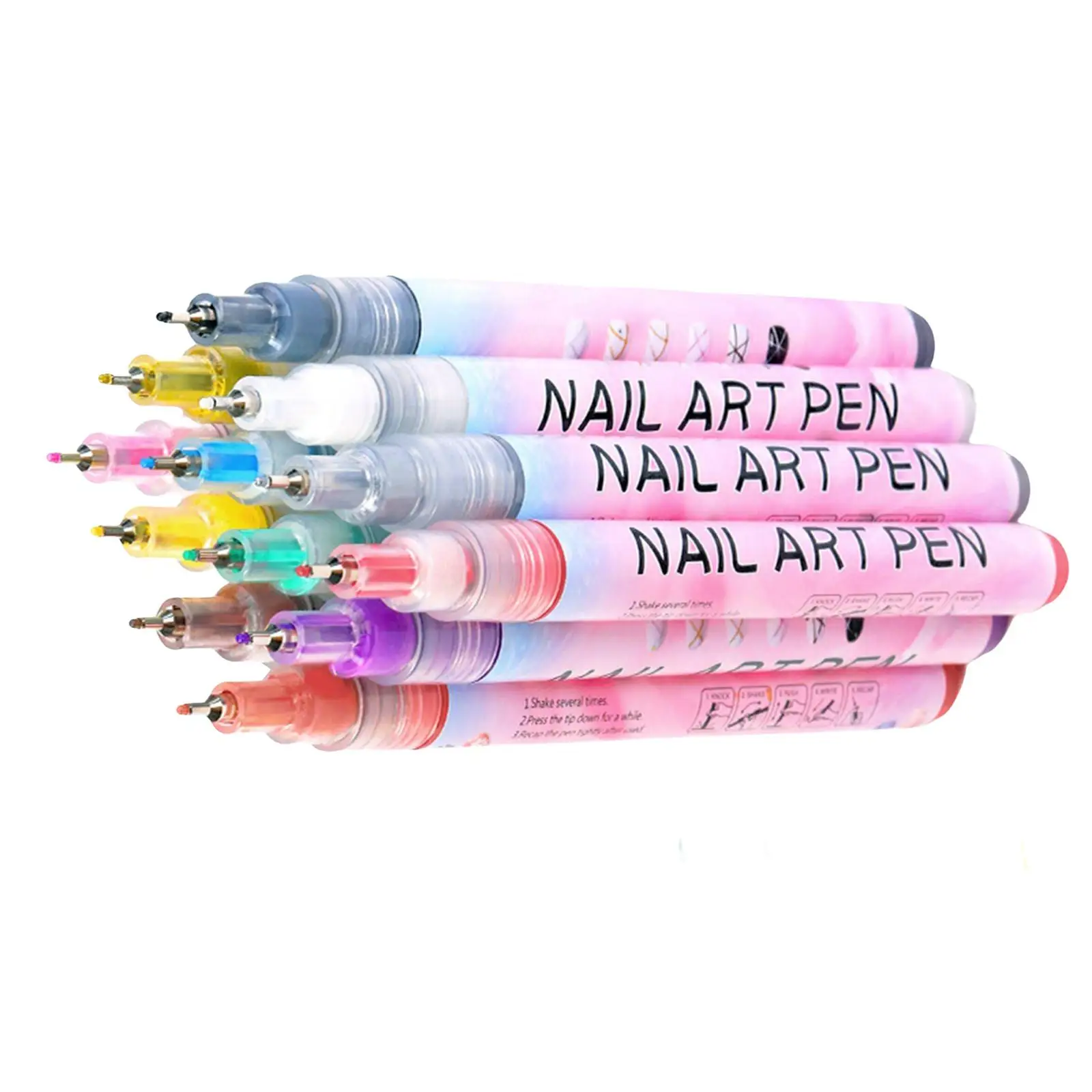 12x Nail Art Pens Fine Tip Detailing Pen for Nail Art Equipment DIY Flower Abstract Lines Details Professional Nail Salon