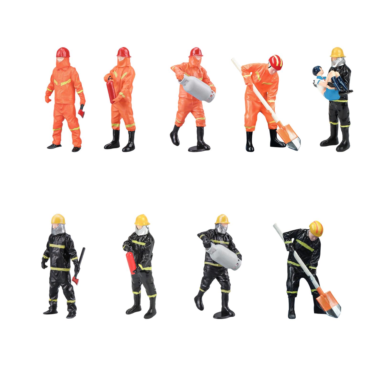 1/32 Scale Models Figurine Ornament Firefighter Figures for Diorama Layout